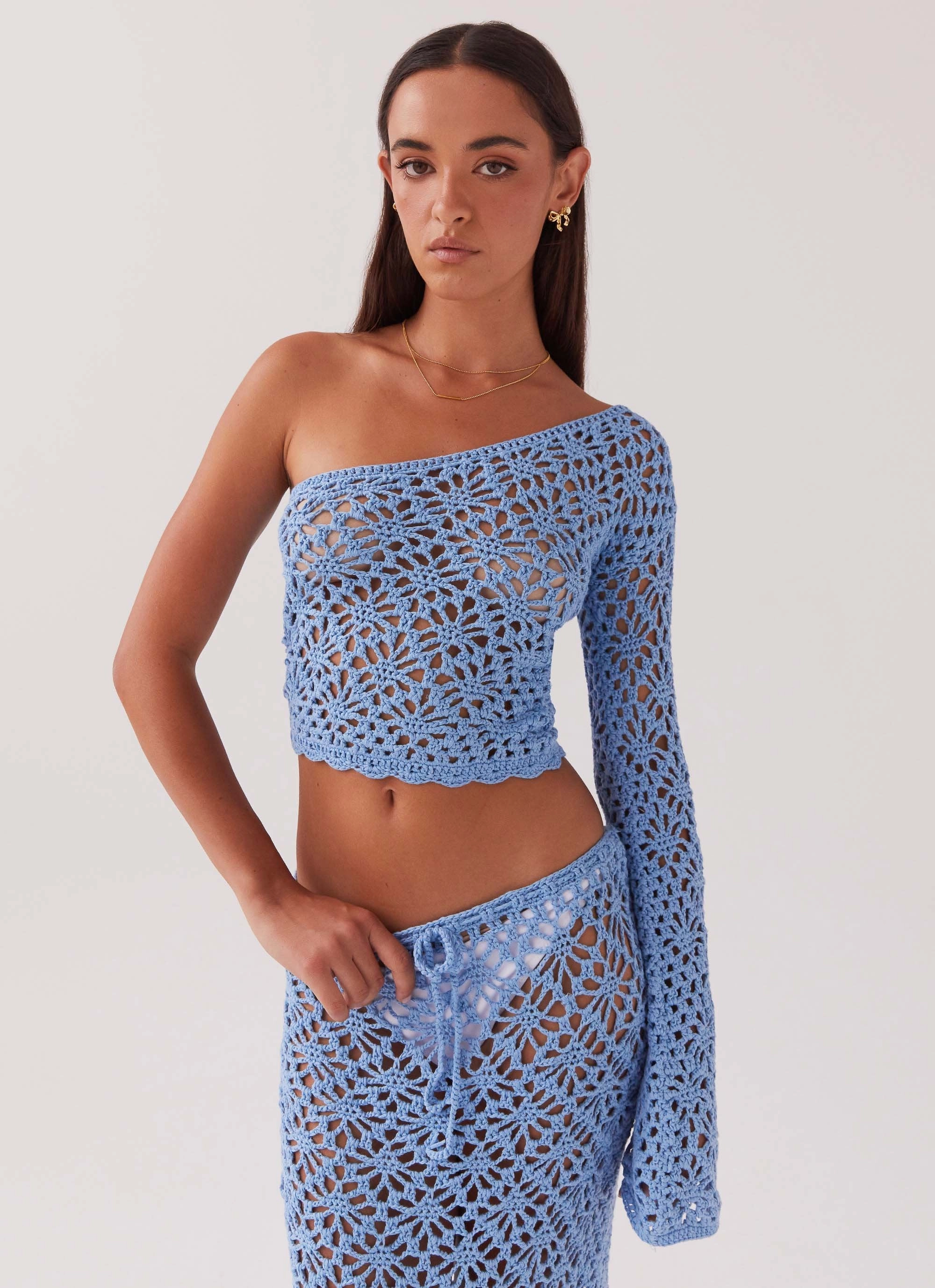 Sun Protective Fabric Cold Climate Merliah Crochet Top - Blue