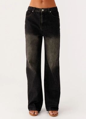 Back Again Straight Leg Denim Jeans - Acid Charcoal Seamless Waist Technology Breathable Layer Fit