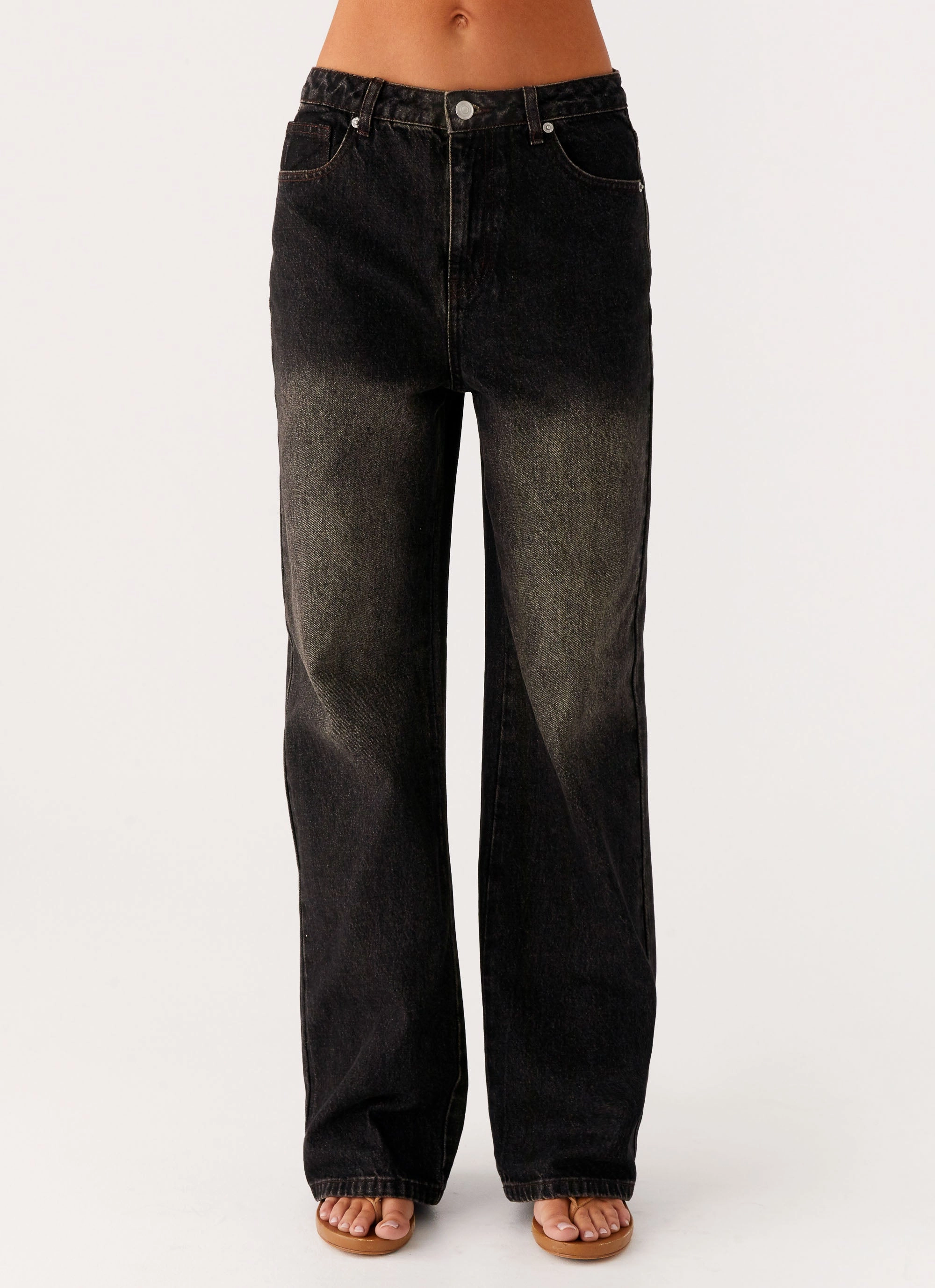 Back Again Straight Leg Denim Jeans - Acid Charcoal Seamless Waist Technology Breathable Layer Fit
