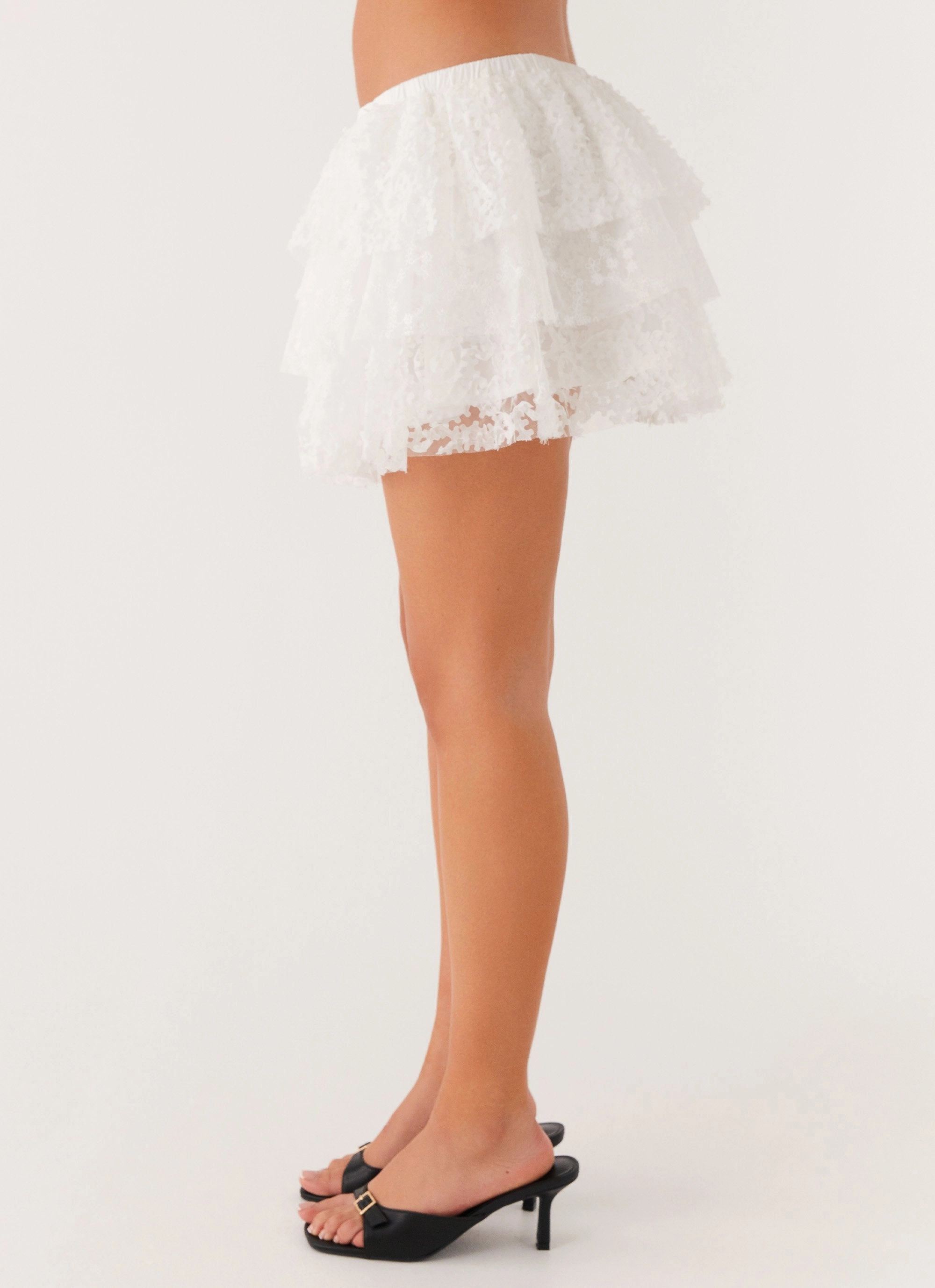 Water Resistant Erin Layered Mini Skirt - White