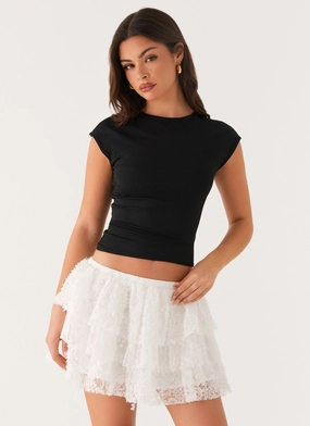 Outfit Essence Summer Picnic Erin Layered Mini Skirt - White