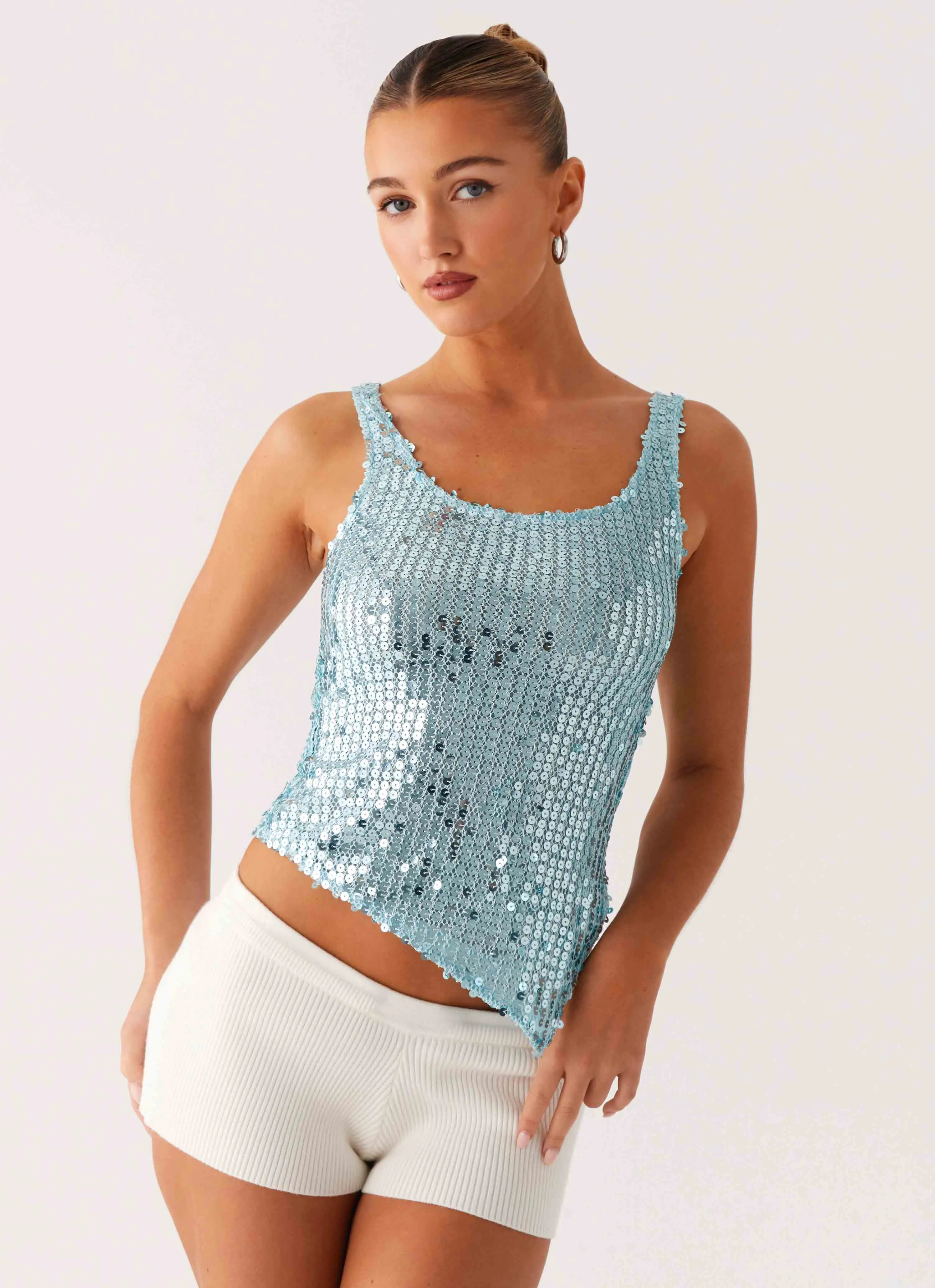 Electra Sequin Tank - Turquoise VersatileLayering
