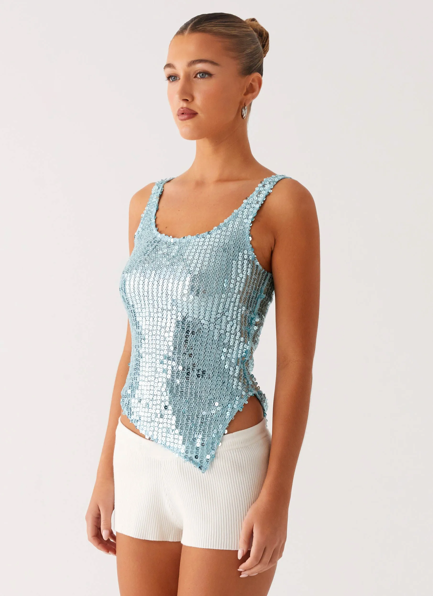 Electra Sequin Tank - Turquoise Anti Odor Finish