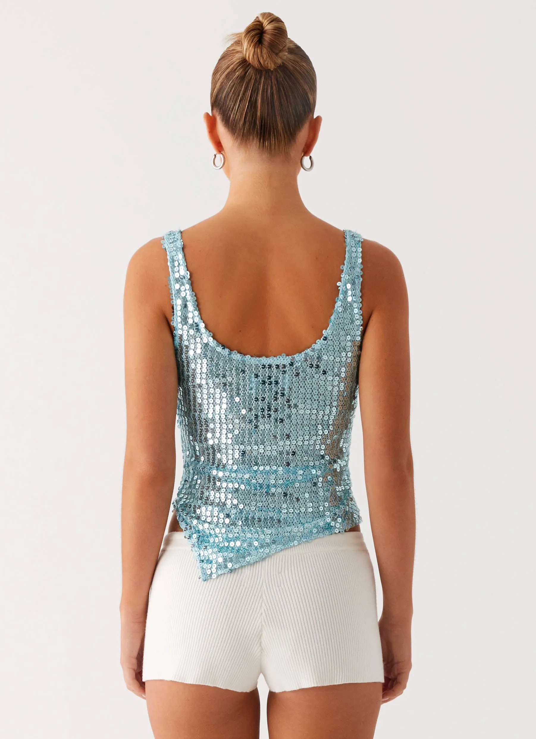 Eco Friendly Dye Process Electra Sequin Tank - Turquoise