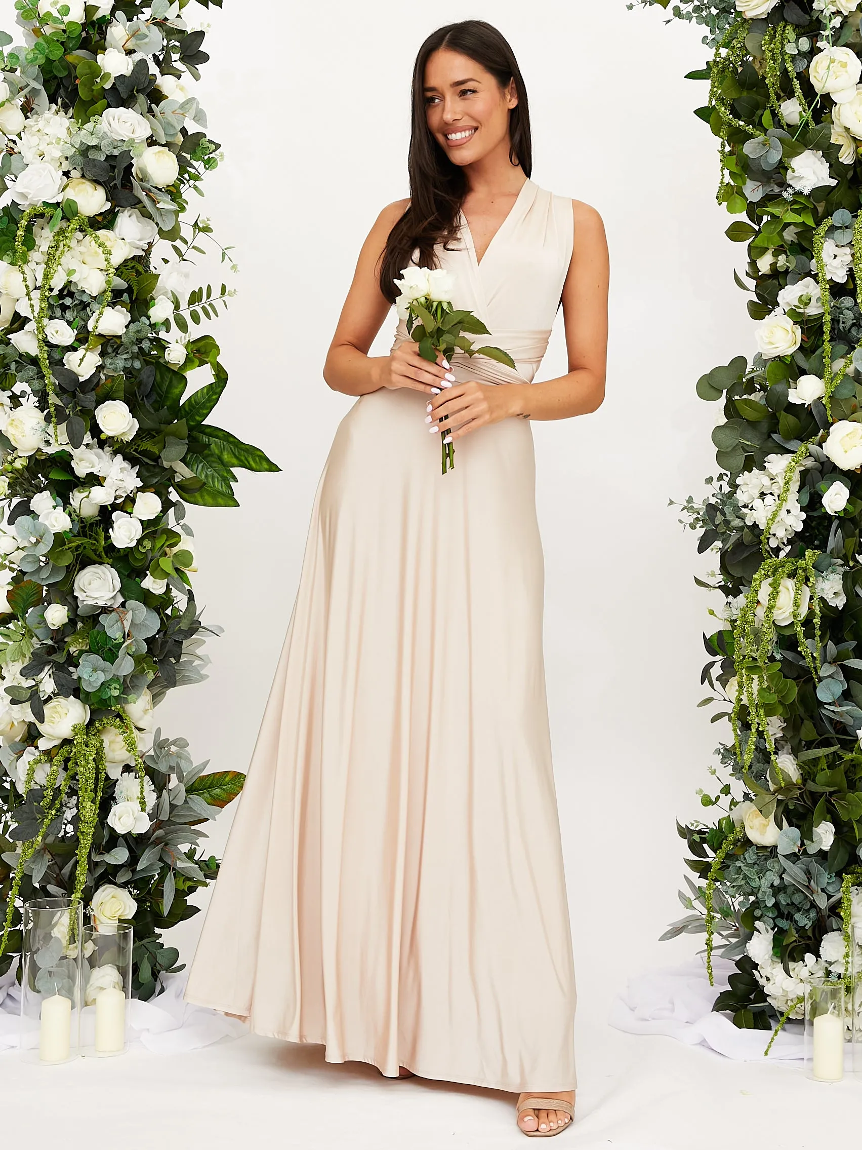 Multi-way Slinky Maxi Dress / Champagne All Timewear Sunset Look