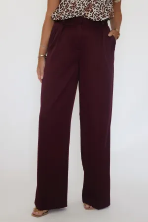 NoiseReducingFabric Comfy Flex Lilibet Satin Pant - Red Wine