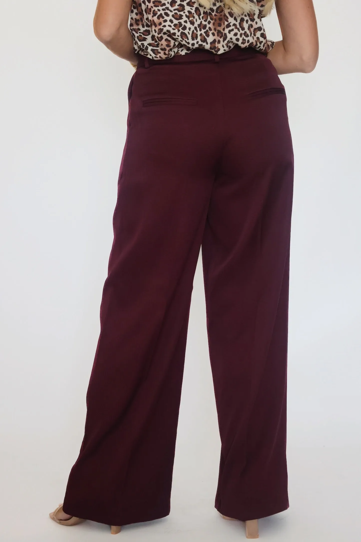 Flattering Cut Customizable length Lilibet Satin Pant - Red Wine