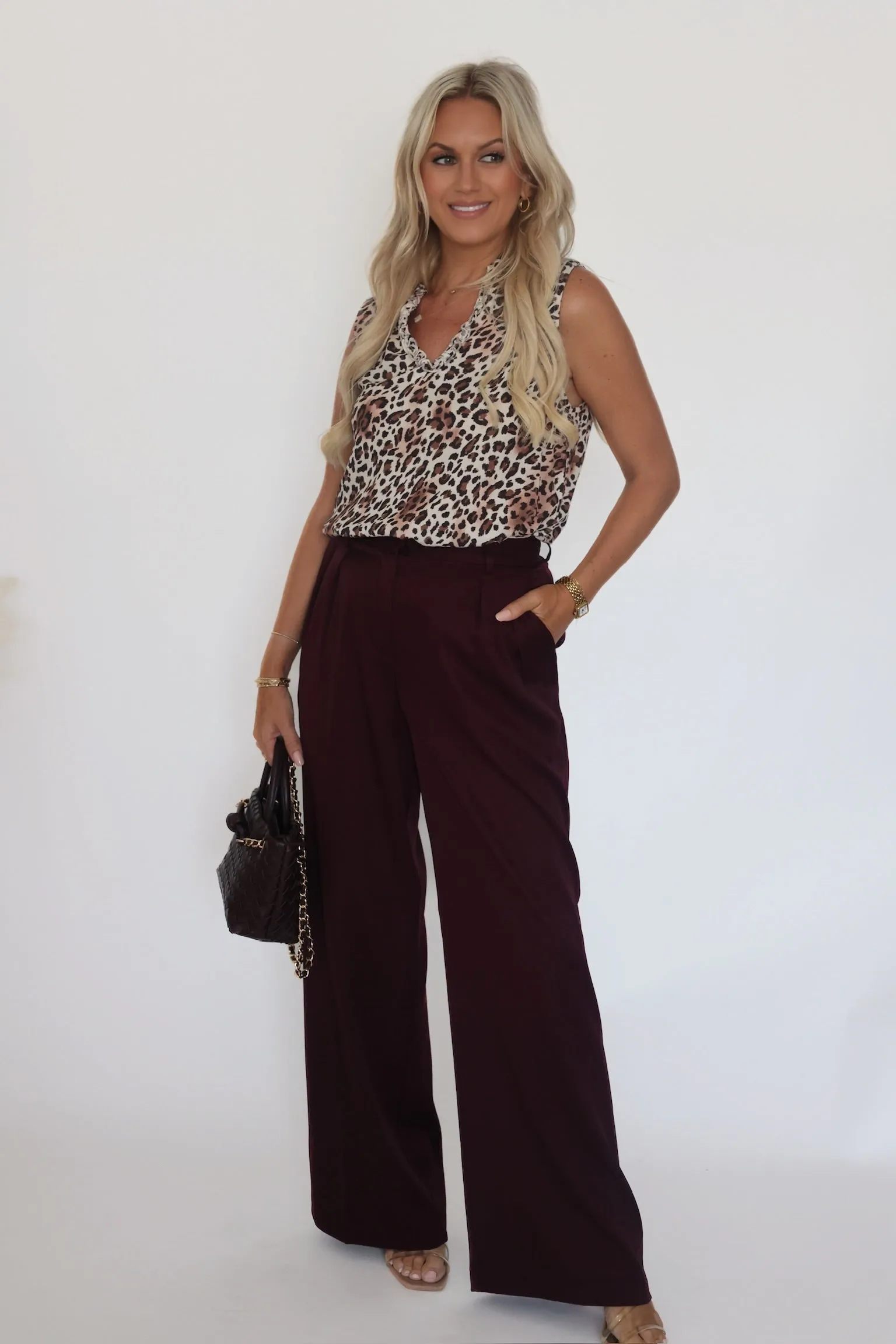Lilibet Satin Pant - Red Wine Quick Dry Technology