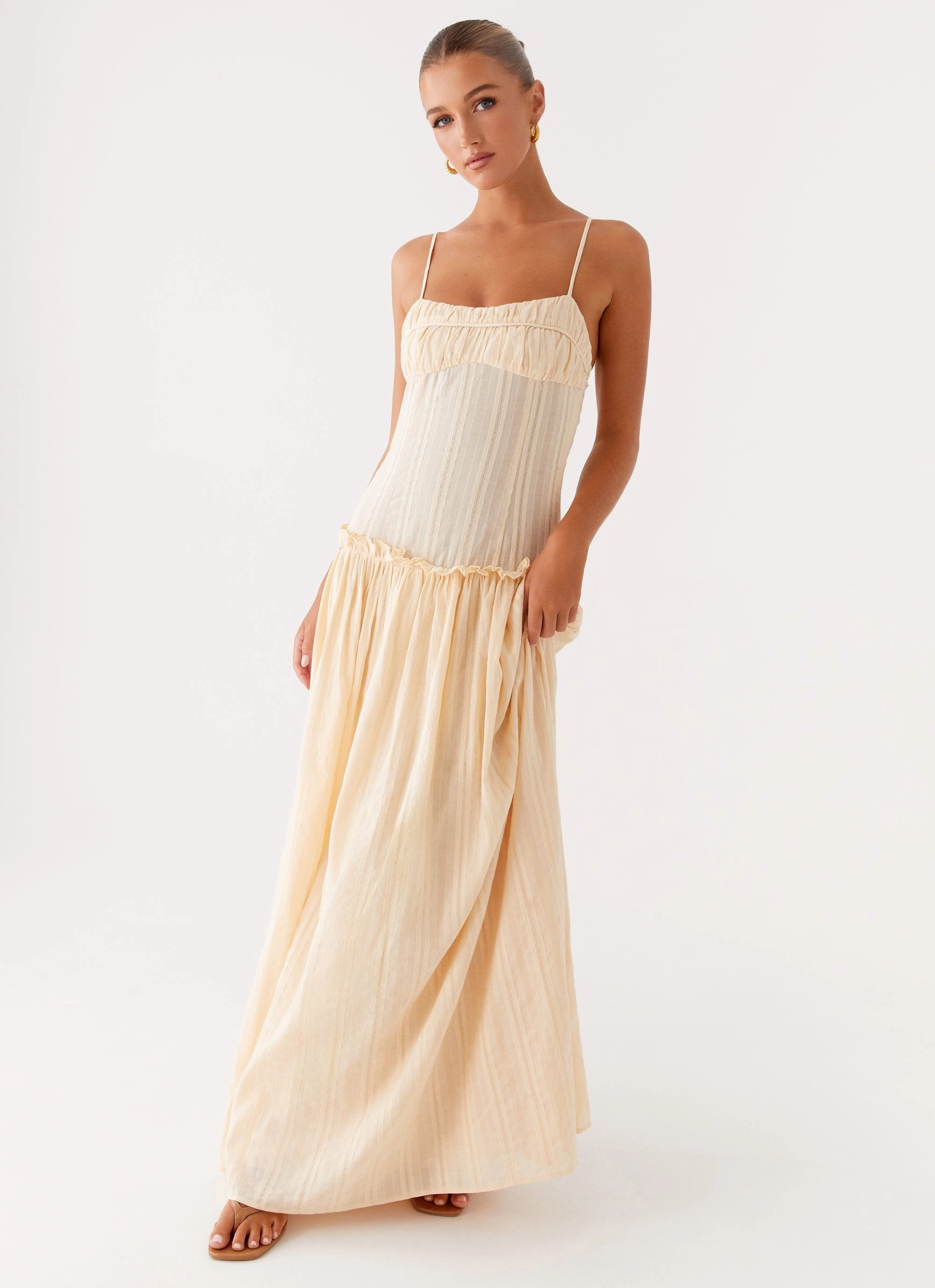 Contemporary Fit Jacinda Drop Waist Maxi Dress - Cream