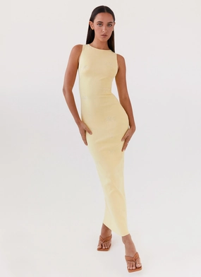 Effortless Look Fit Mood Holly Knit Maxi Dress - Yellow