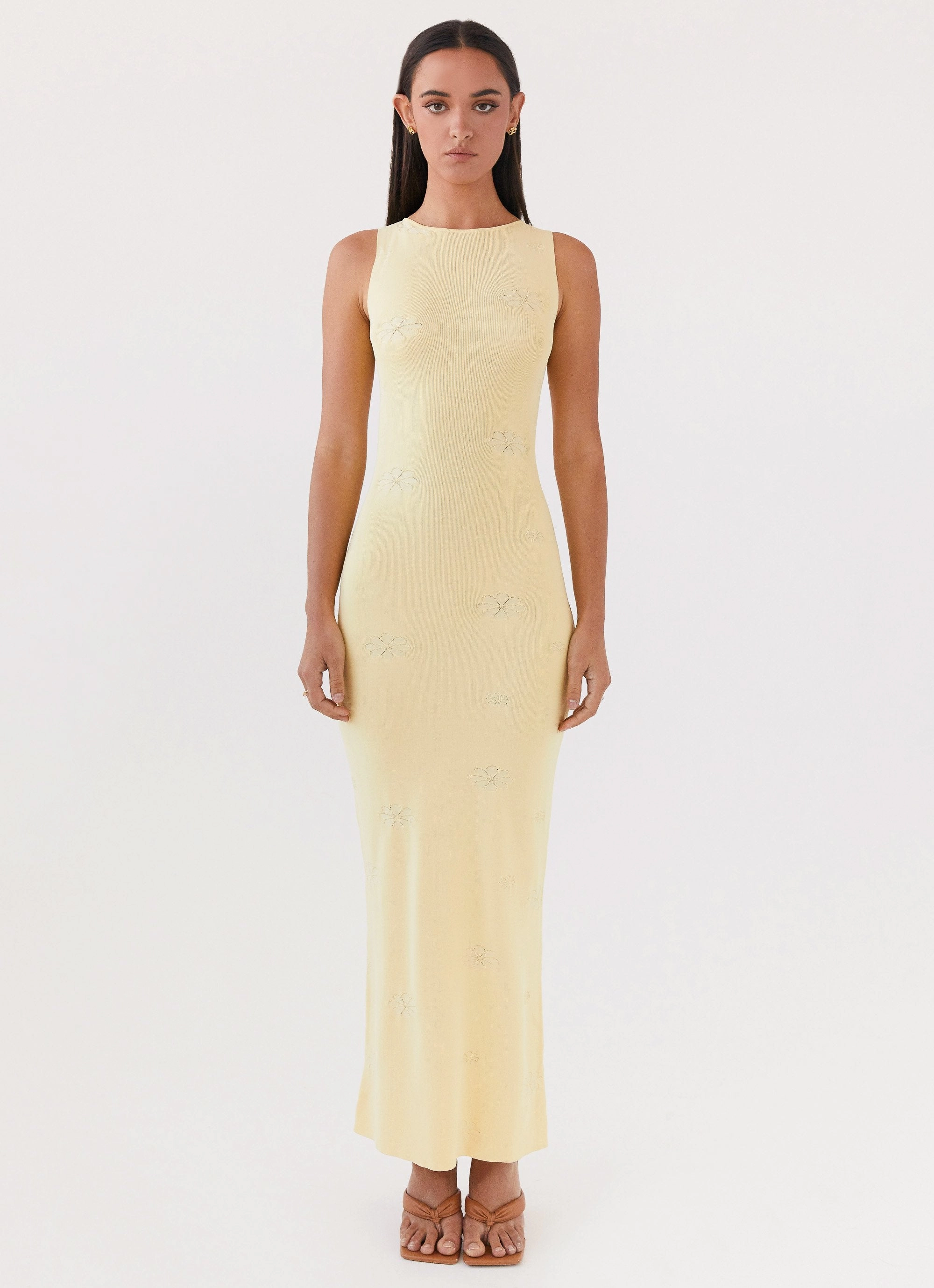 Fashionable Cut Holly Knit Maxi Dress - Yellow