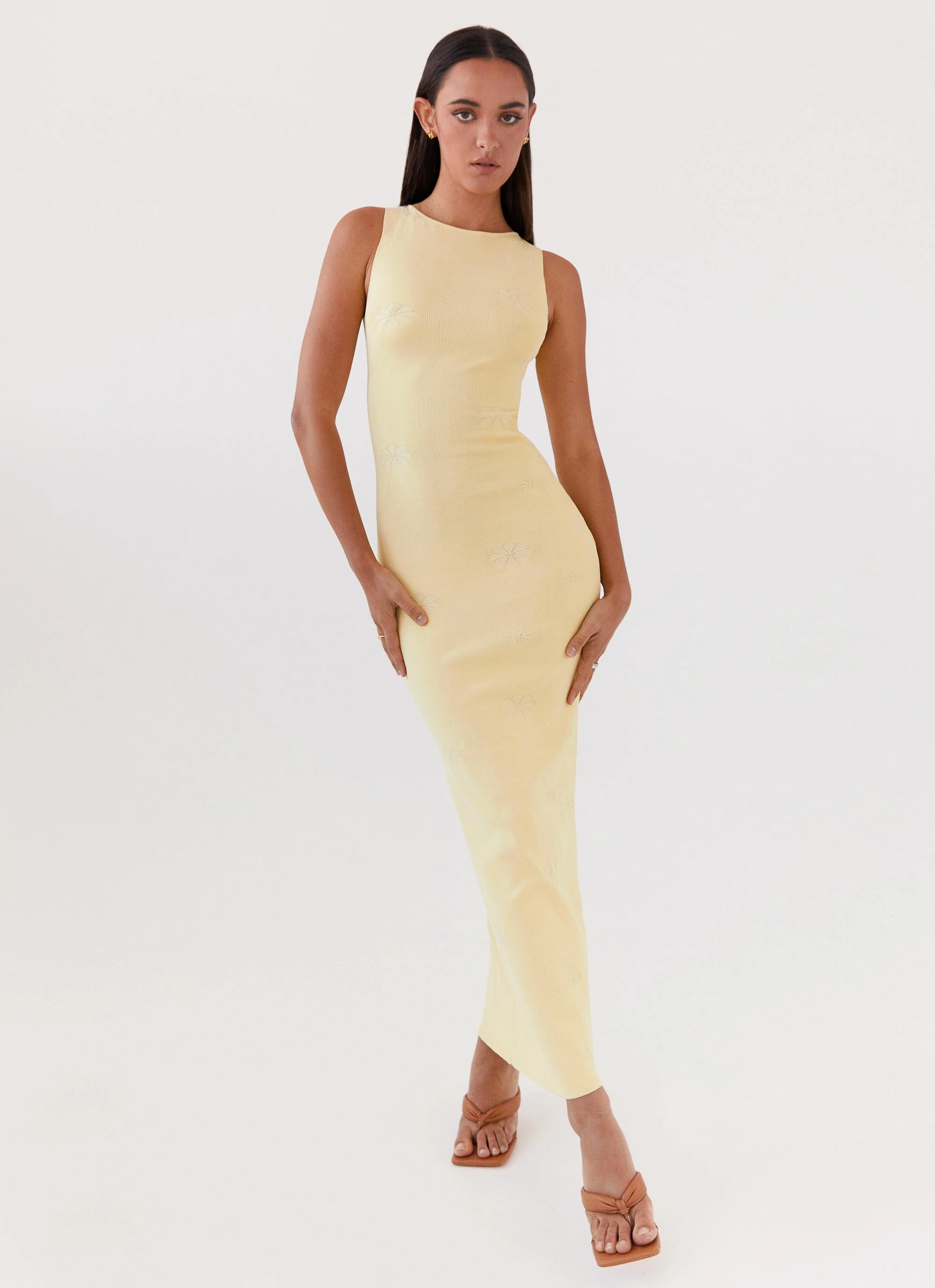 Effortless Look Fit Mood Holly Knit Maxi Dress - Yellow
