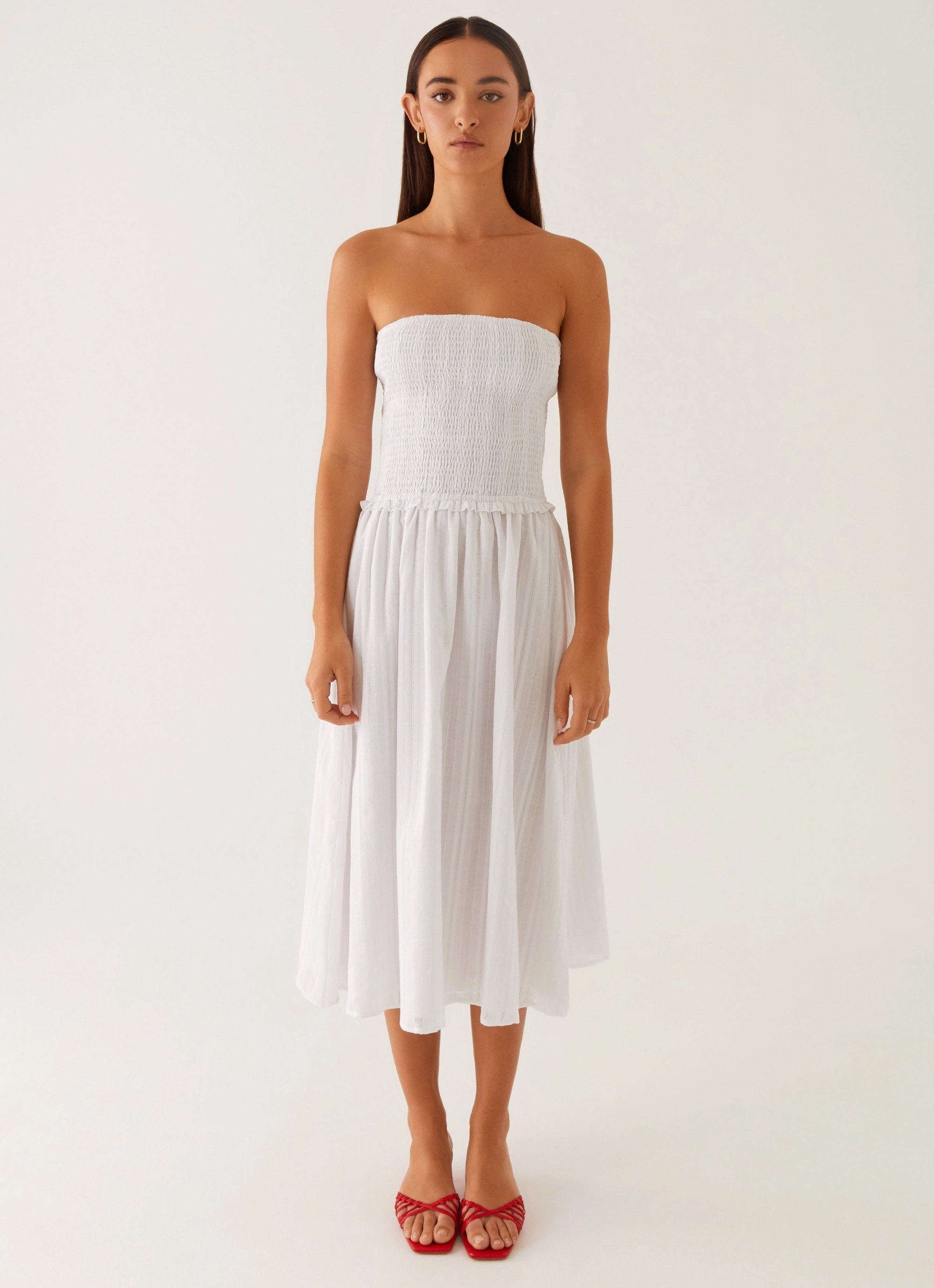 Lulie Shirres Midi Dress - Ivory Wrap Charm