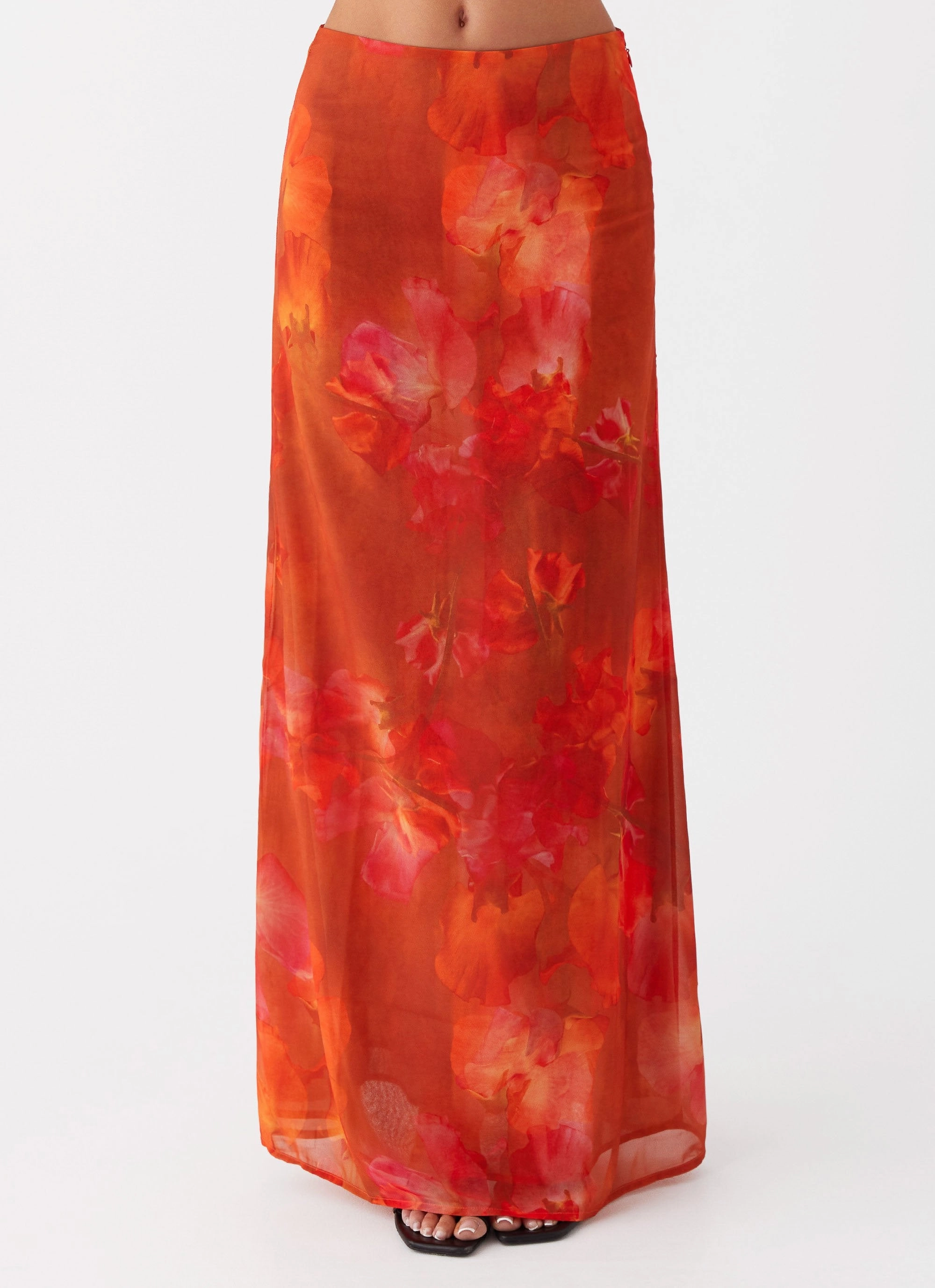 Simple Look Roll Up Hem Roame Maxi Skirt - Amber