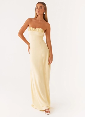 Lightweight Wear Elegant Fit Tayla Linen Maxi Dress - Yellow