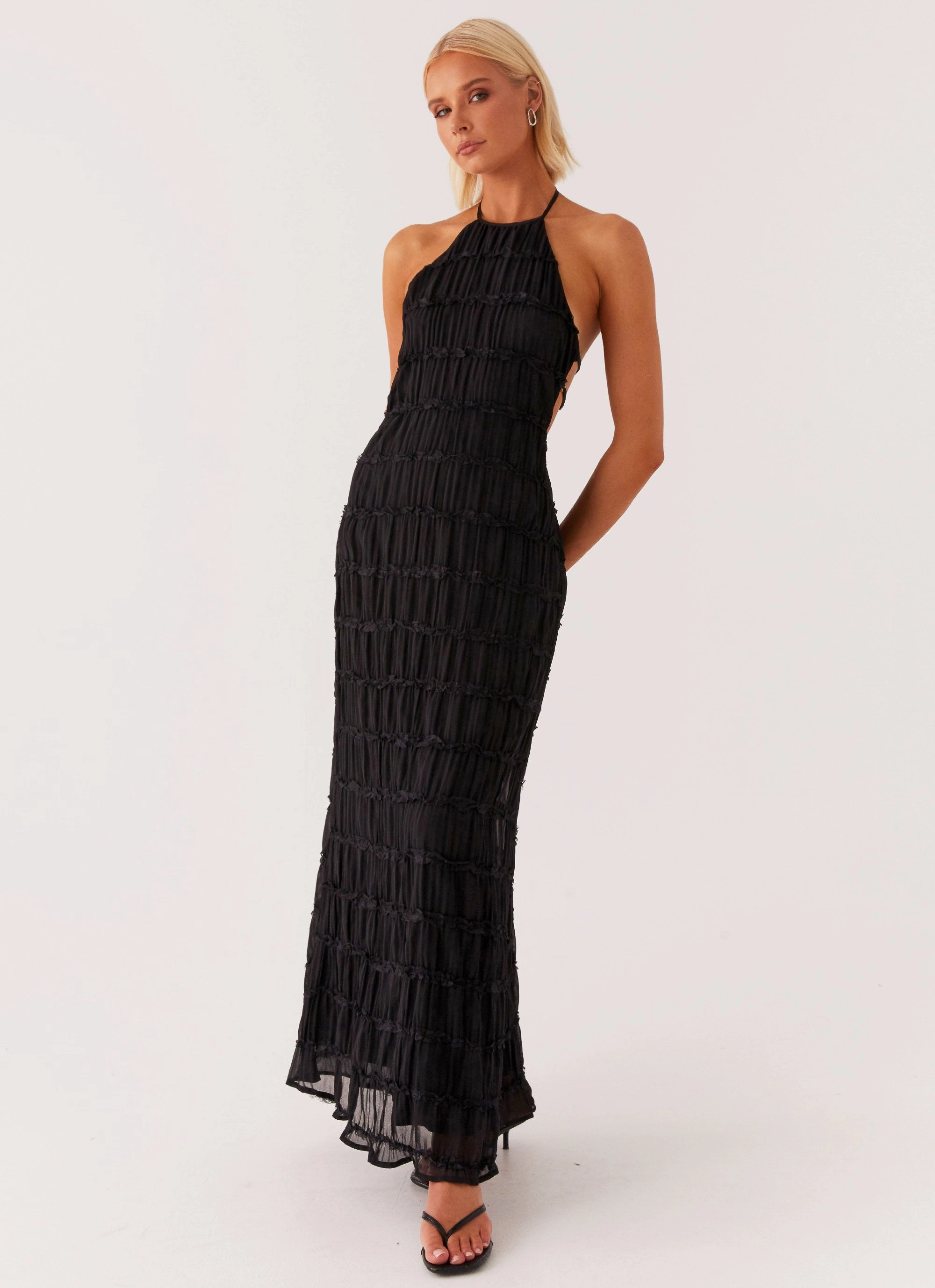 Aullie Maxi Dress - Black Peace Glow