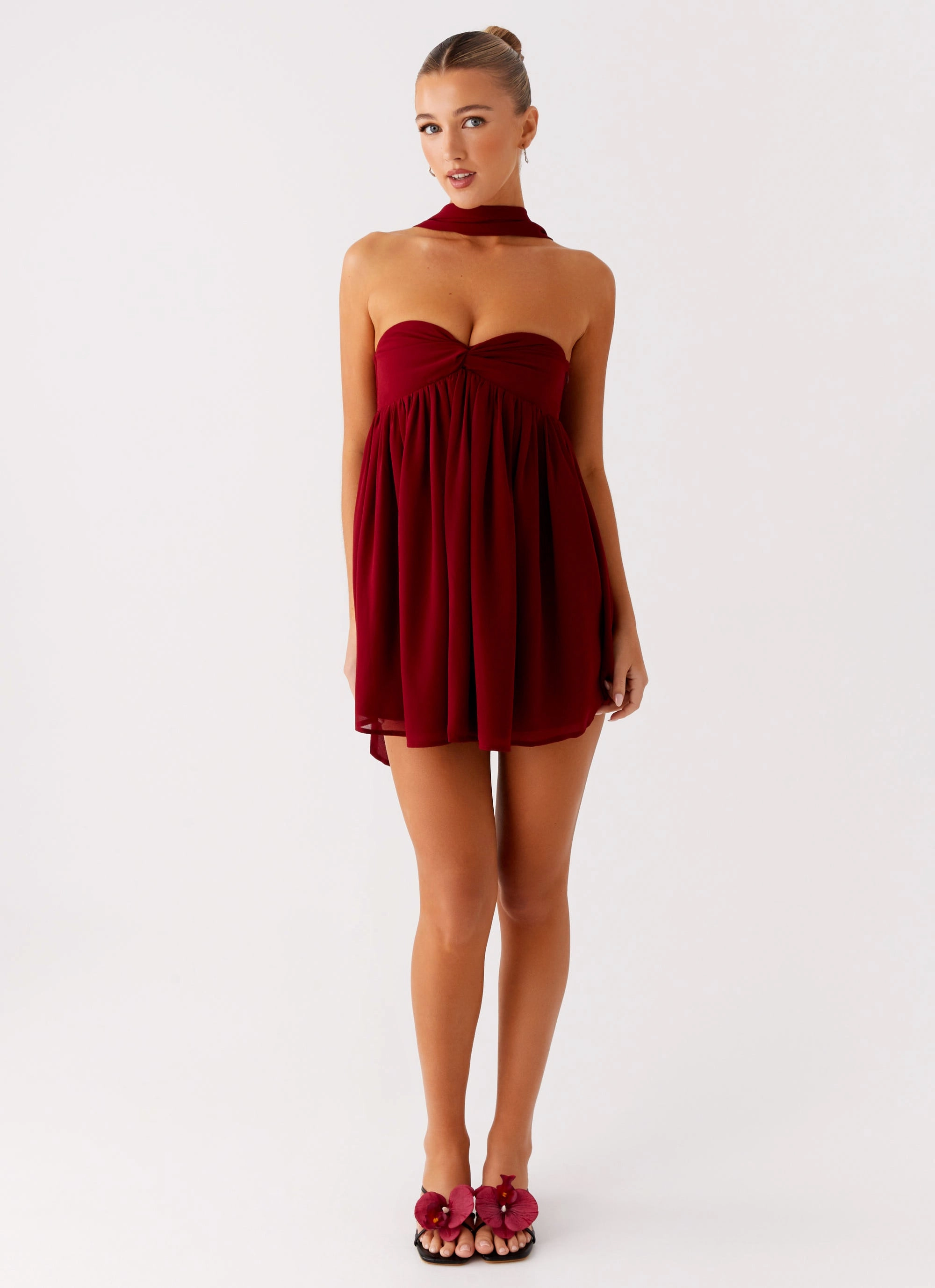 Saturn Mini Dress - Maroon Lightweight-Structure Classic Appeal