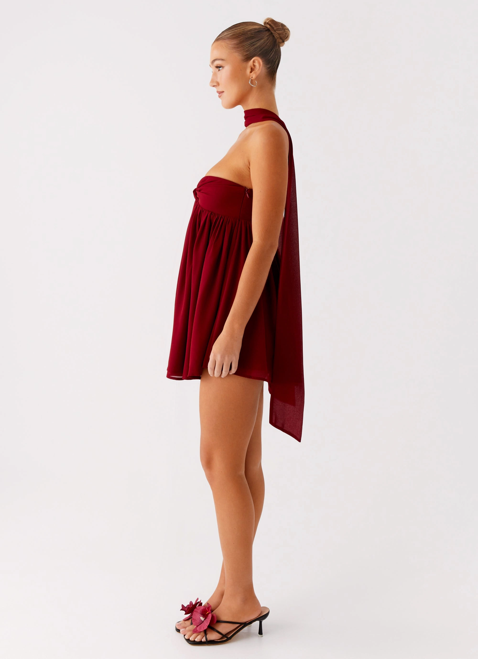 Side-Pocket Saturn Mini Dress - Maroon