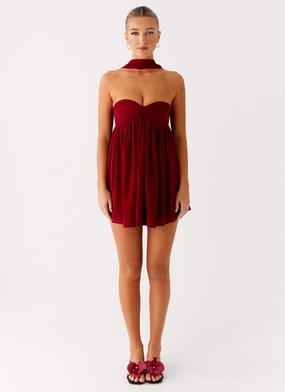 Saturn Mini Dress - Maroon Relaxed and stylish Minimalist-Style