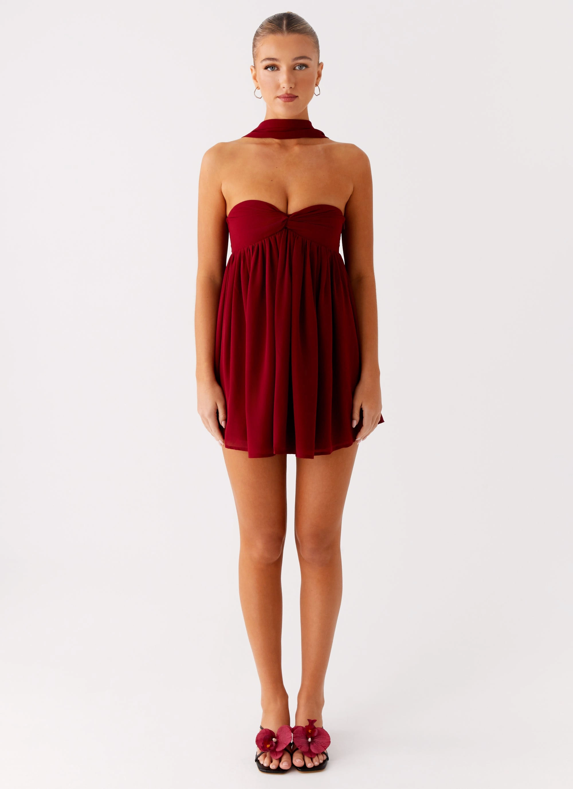 Saturn Mini Dress - Maroon Relaxed and stylish Minimalist-Style