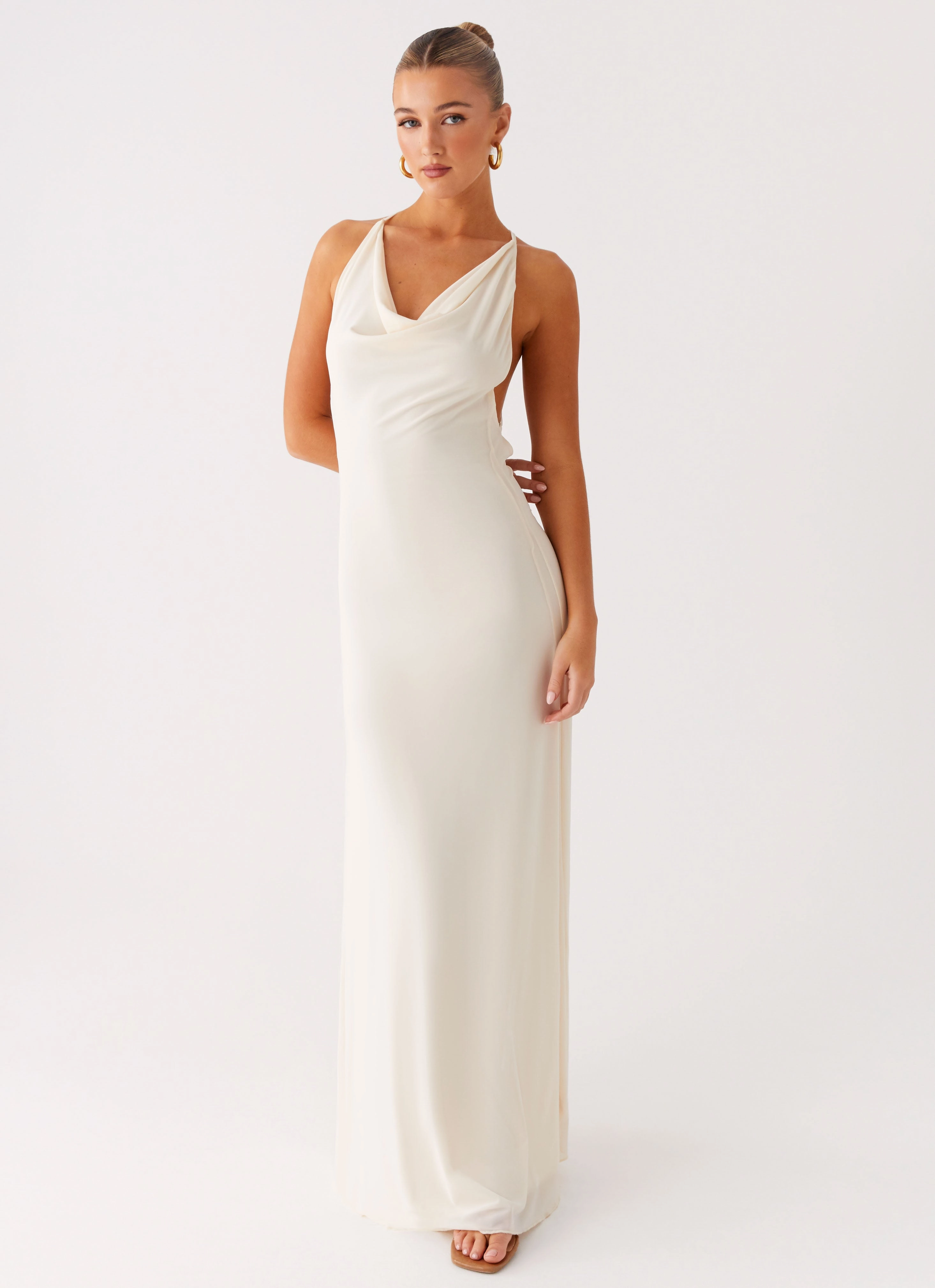 ContrastStitching Comfortable Fashion Dahliana Maxi Dress - Off White