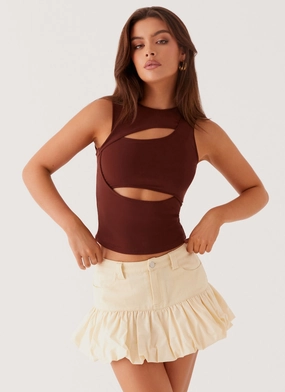 Kali Denim Mini Skirt - Ivory Hip Skimming