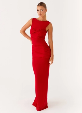 Back Glow Light Volume Missy Maxi Dress - Red