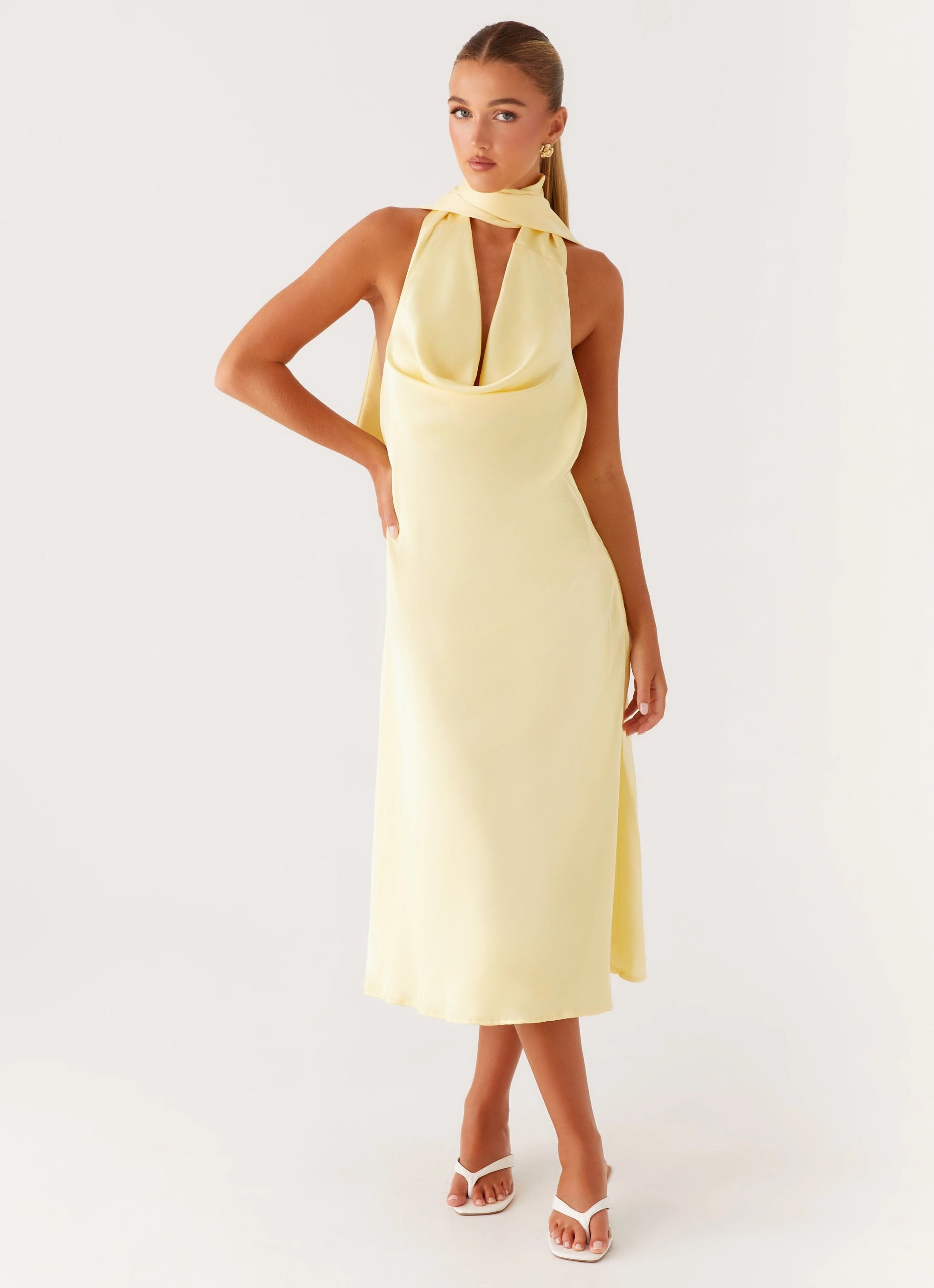 Cinched-Waist Sonny Midi Dress - Yellow
