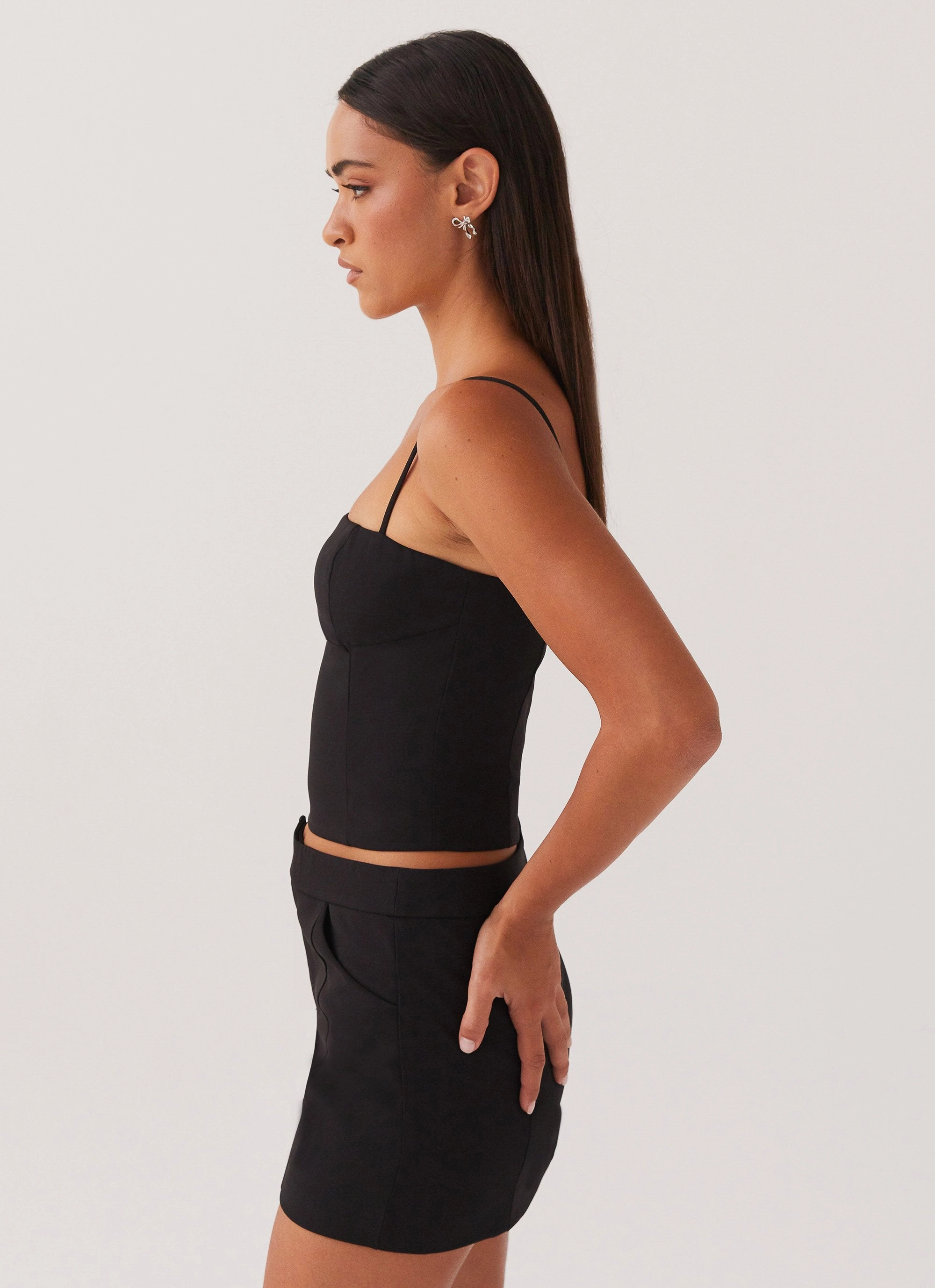 Eliana Suit Mini Skirt - Black Knitted Fabric