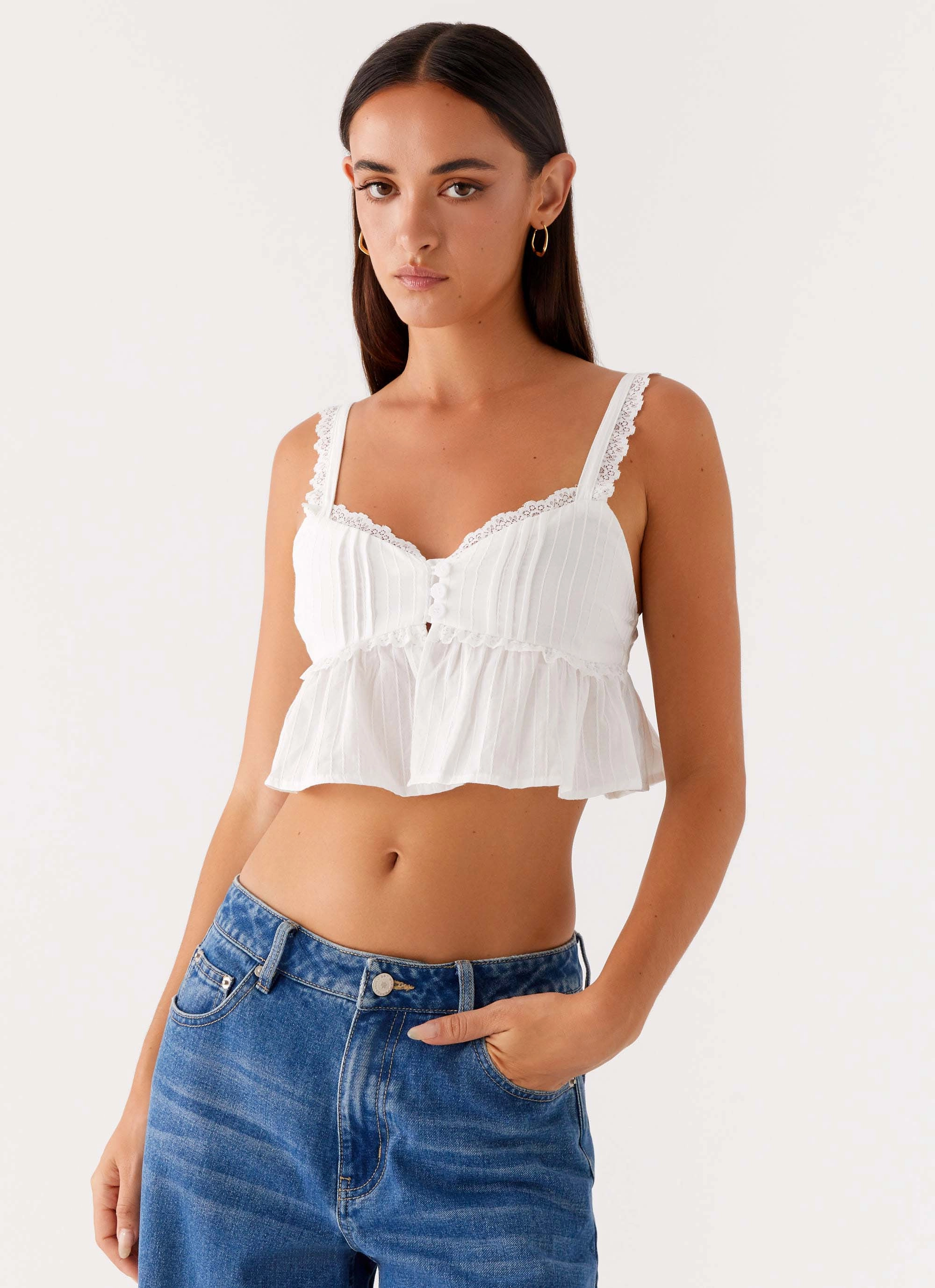 Elliana Cami Top - White Regular Fit Odor Resistant Finish