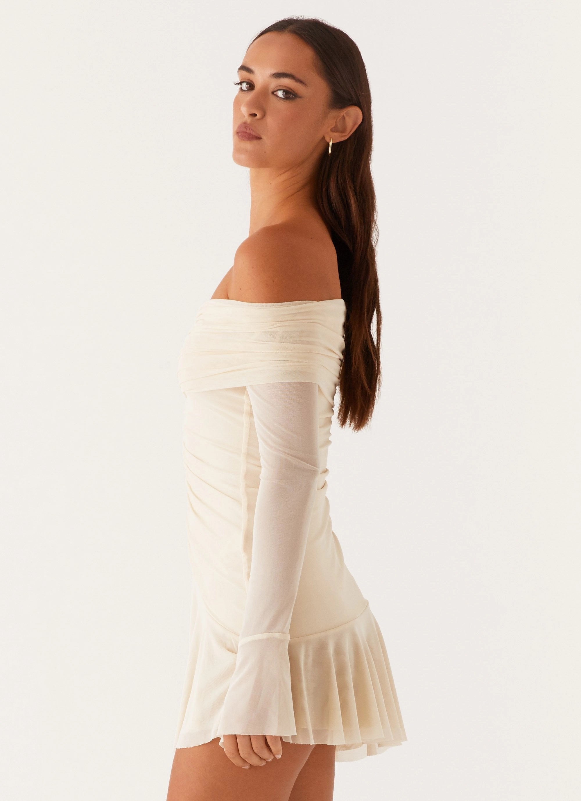 Ellis Ruched Mini Dress - Pastel Yellow All weather