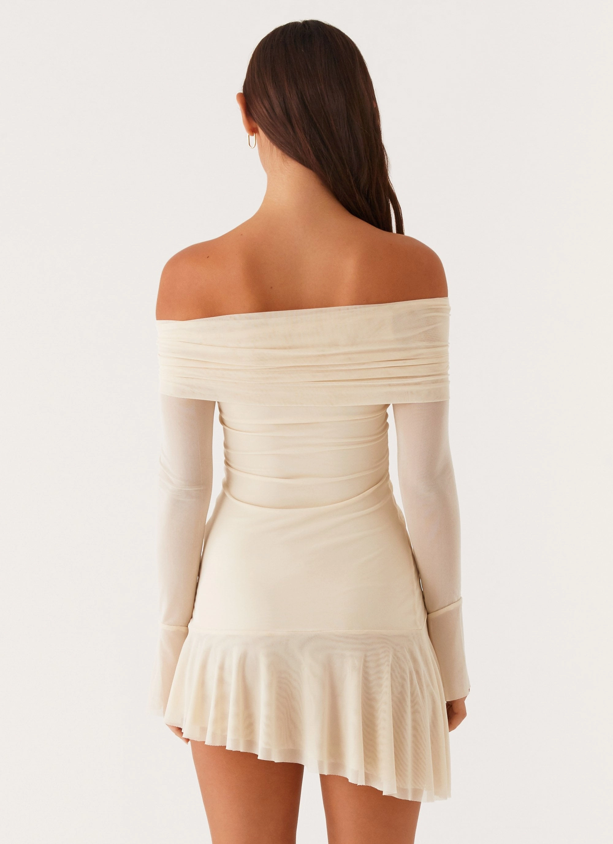 Elegant Appearance Flattering Waist Fit Ellis Ruched Mini Dress - Pastel Yellow