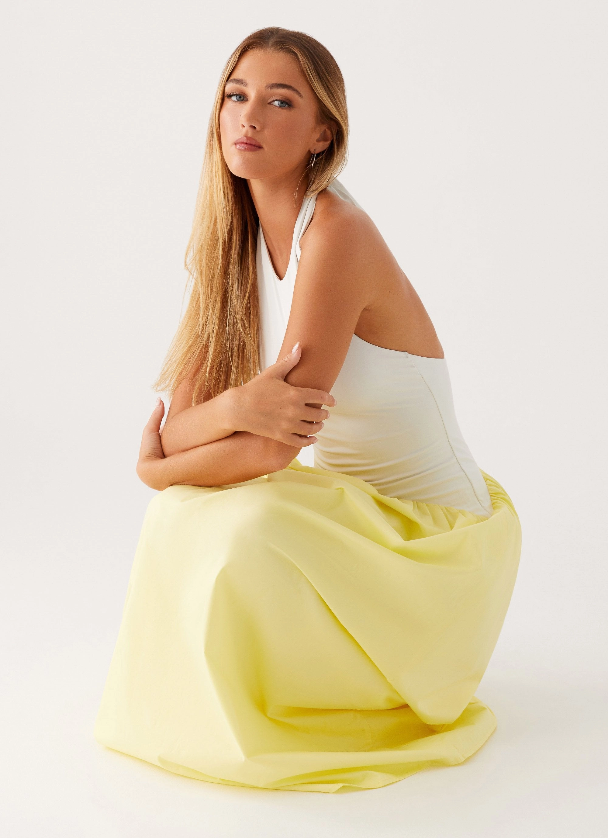 Elora Maxi Dress - Yellow Spliced Travel-Essential