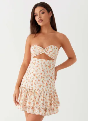 Urban Light Street-Style Elowen Daisy Mini Dress - White Ditsy Floral