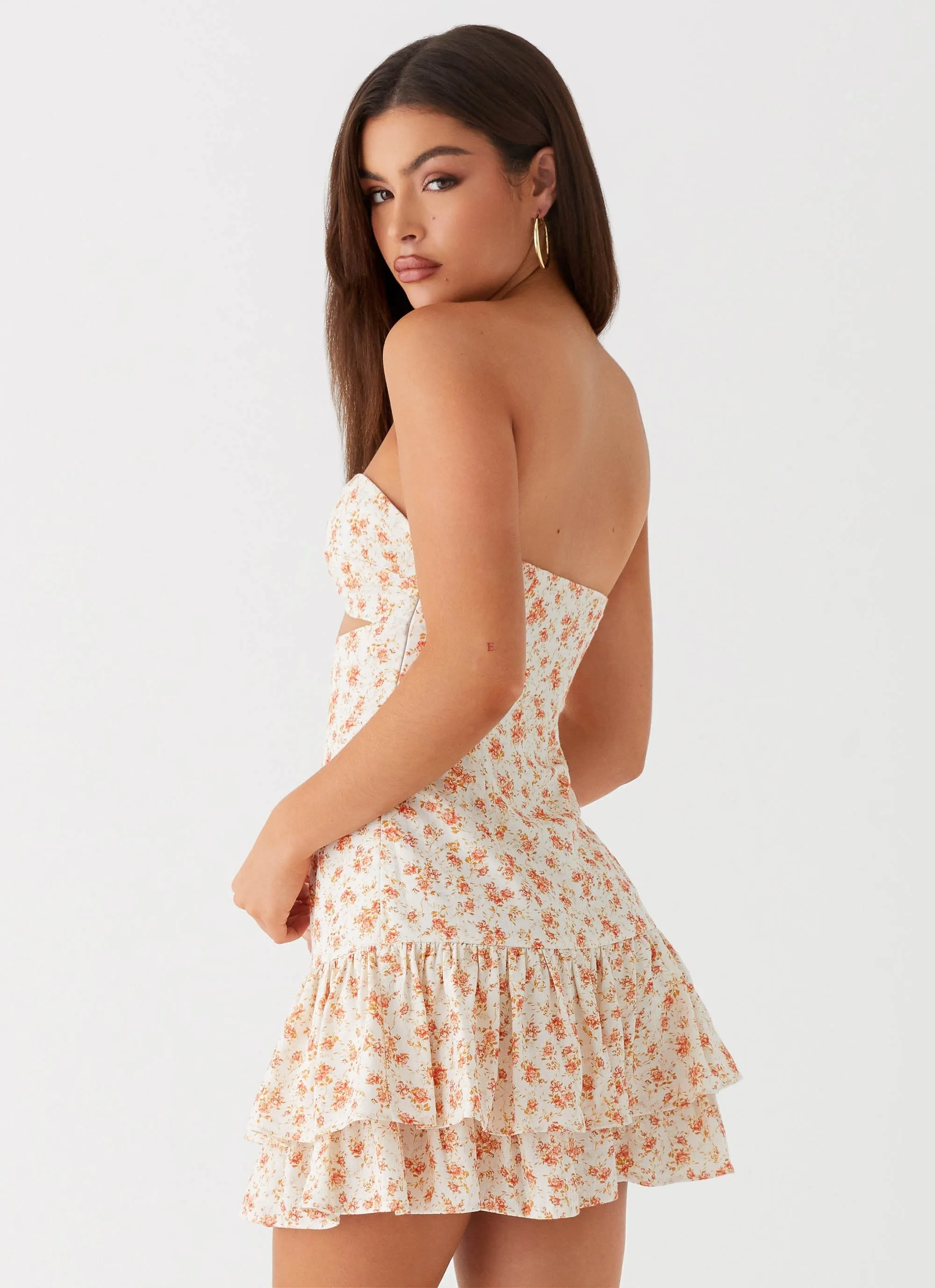Flawless Waistband Fit Elowen Daisy Mini Dress - White Ditsy Floral