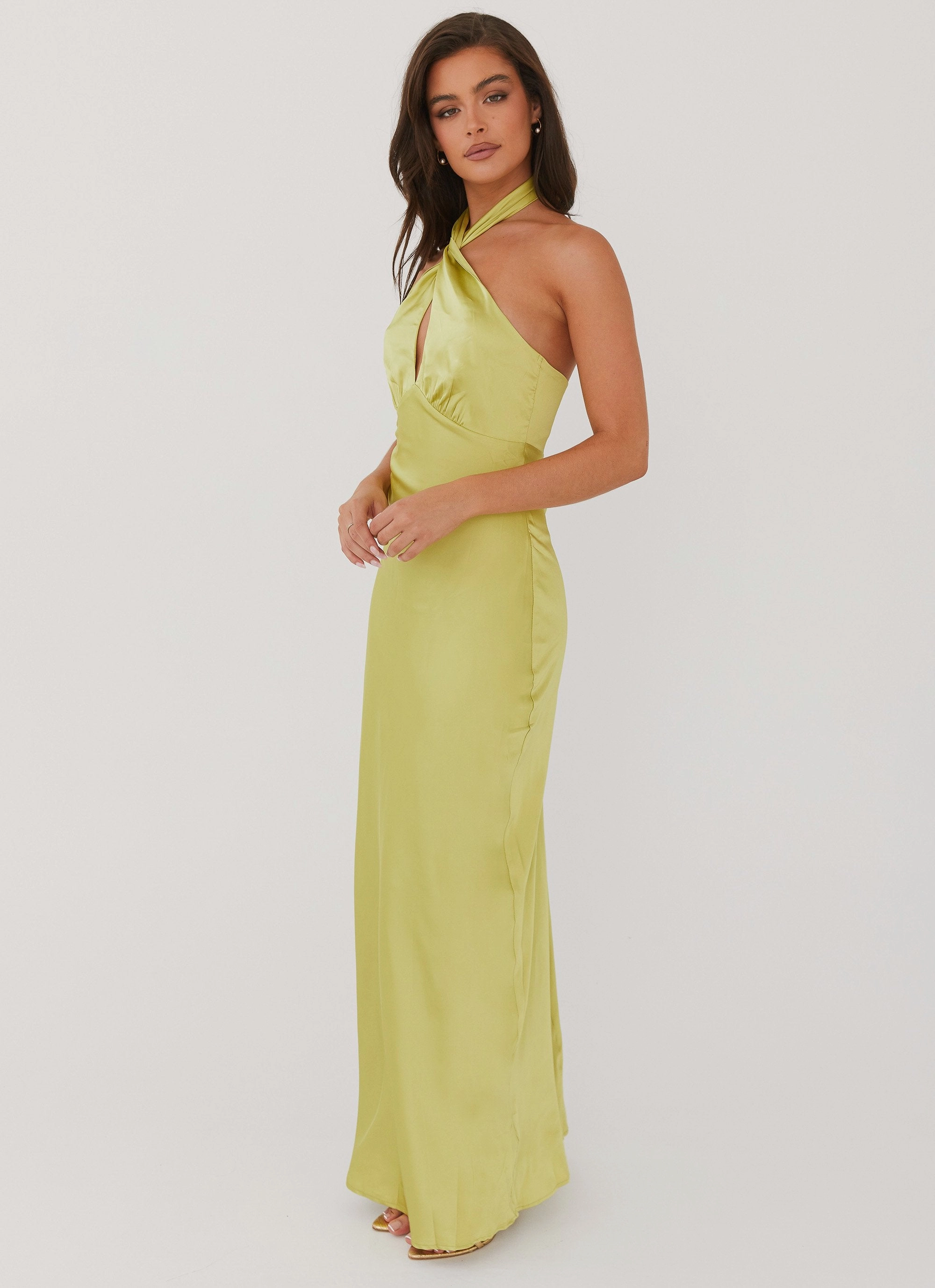 Elowen Maxi Dress - Chartreuse Romantic Mood Calm Texture
