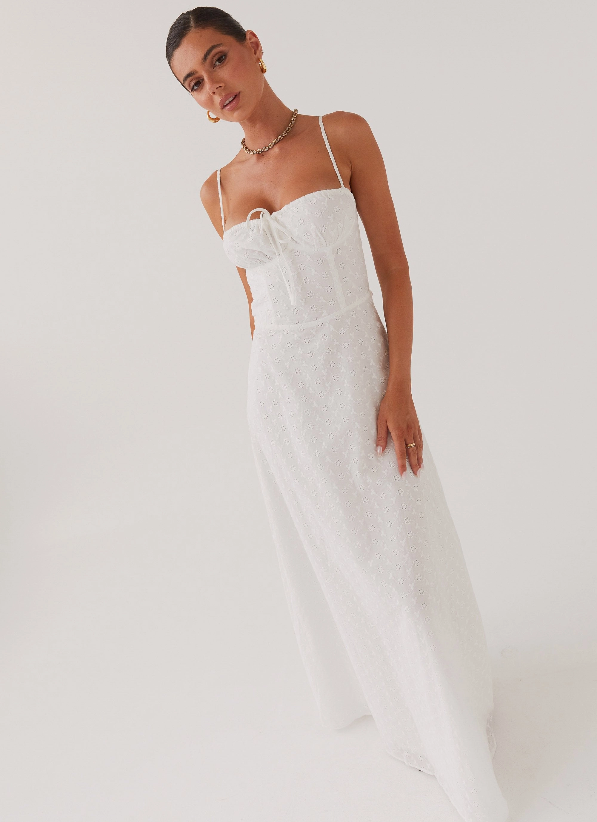Subtle Flex Elsie Broderie Maxi Dress - White