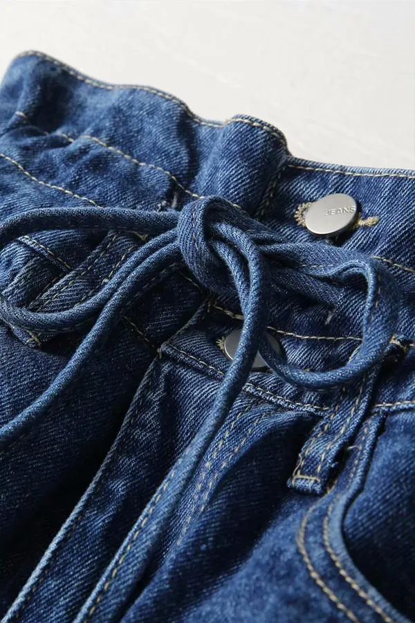 elveswallet Drawstring High-waisted Straight Jeans