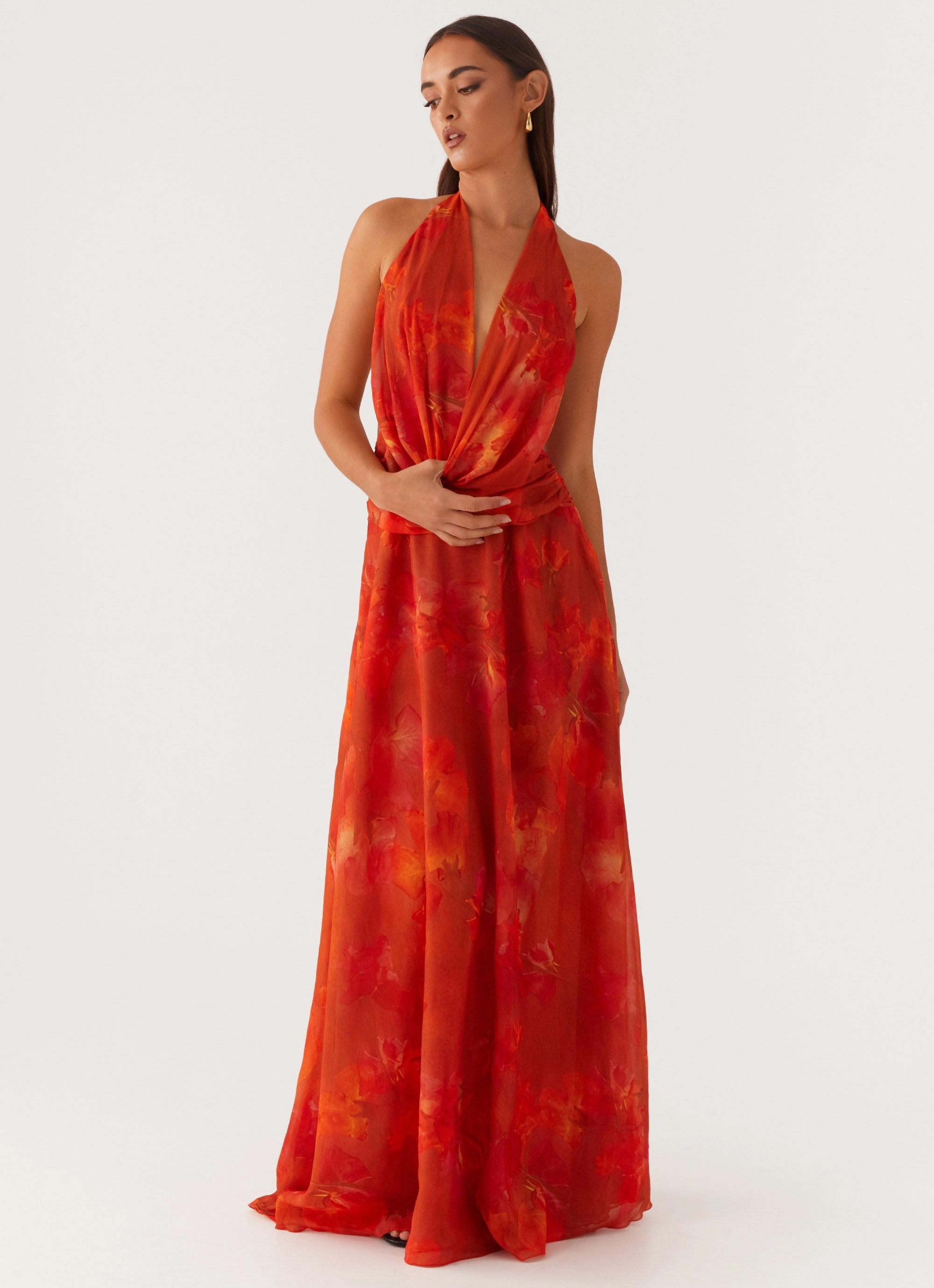 Stylish Appeal Elysia Chiffon Maxi Dress - Amber