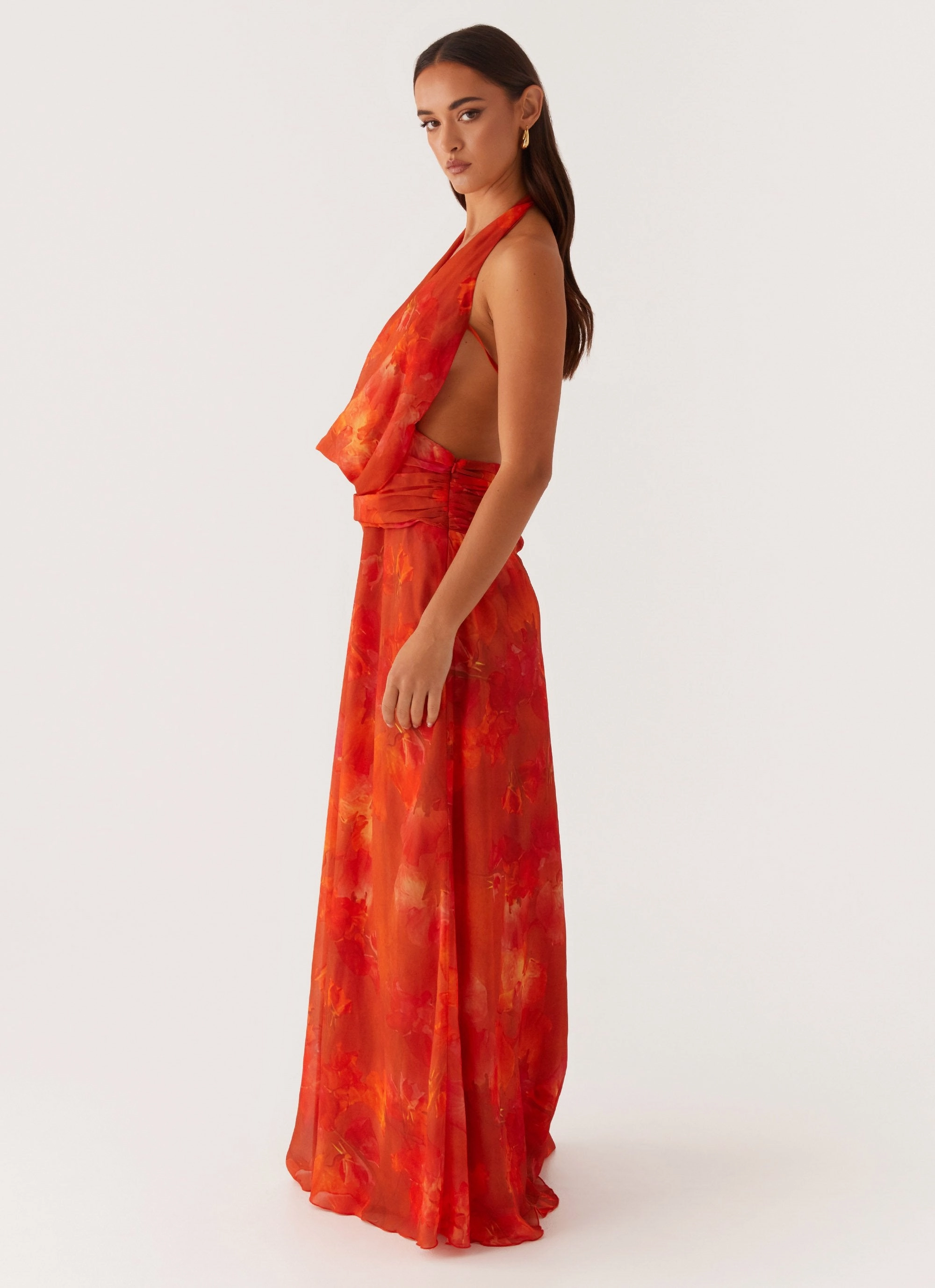 Cut-Out-Detail Best-Seller Elysia Chiffon Maxi Dress - Amber