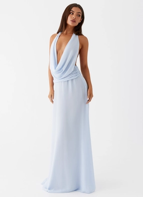 Smart Fashion Travel Edge Elysia Chiffon Maxi Dress - Baby Blue