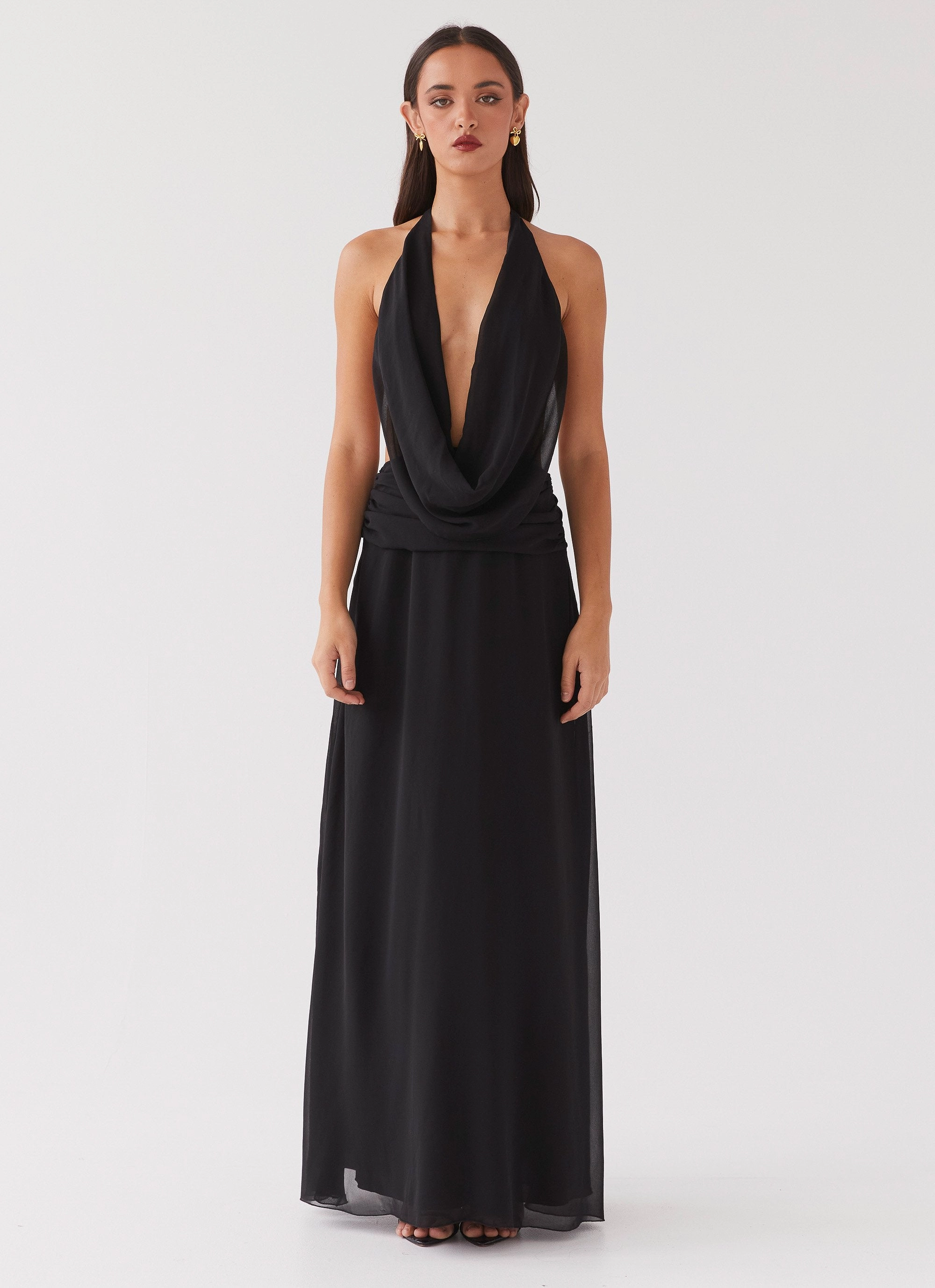 Mid layer Elysia Chiffon Maxi Dress - Black