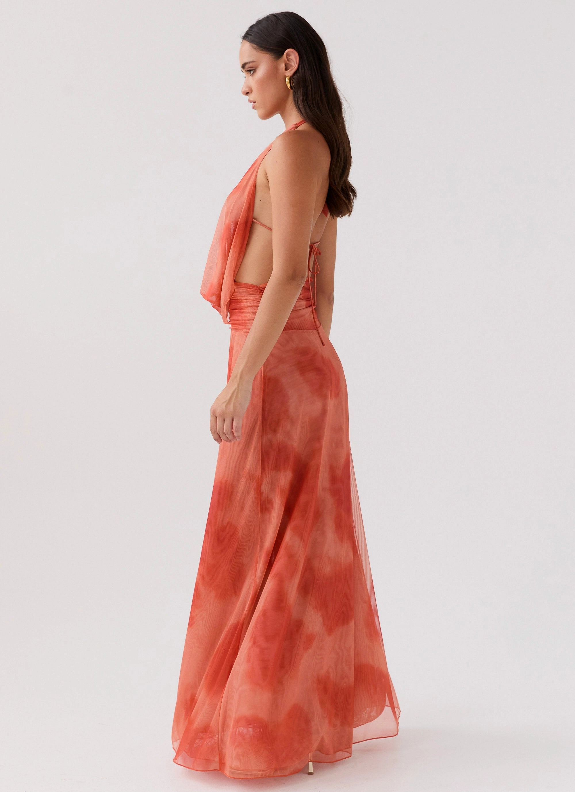 Natural Tones Elysia Chiffon Maxi Dress - Fiery Fusion
