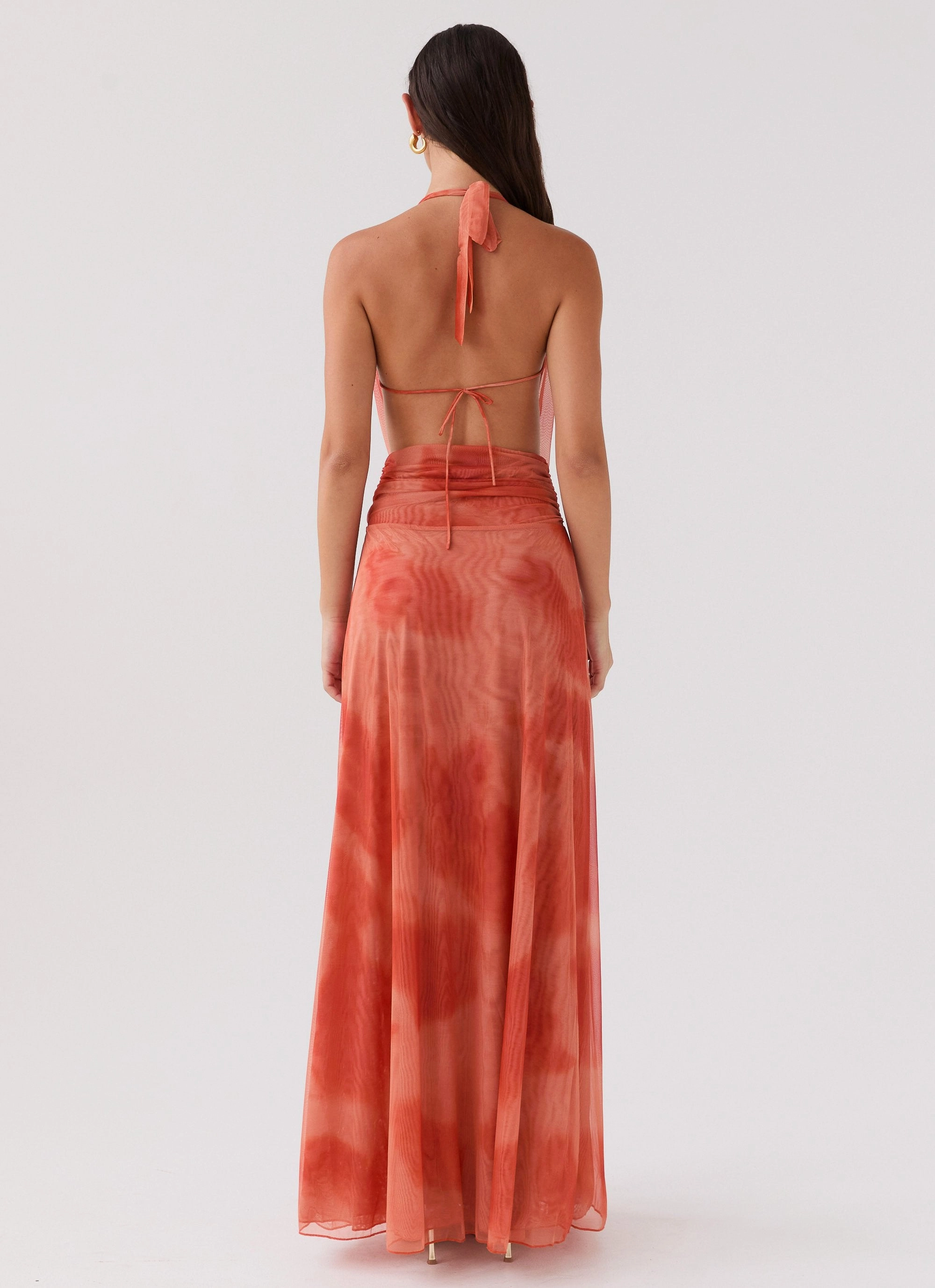 Semi Fit Semi Casual Elysia Chiffon Maxi Dress - Fiery Fusion