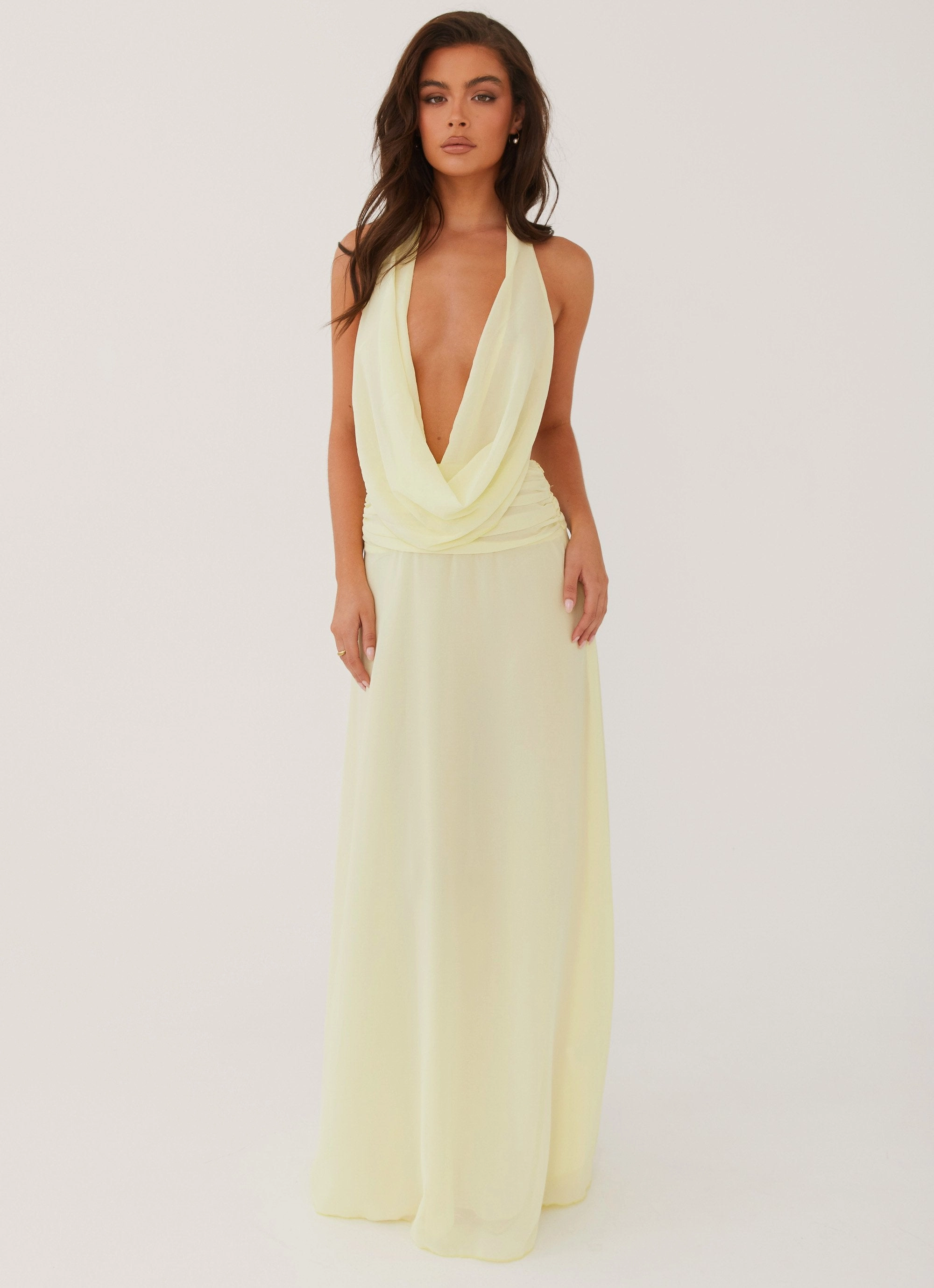 animal-print Elysia Chiffon Maxi Dress - Lemon