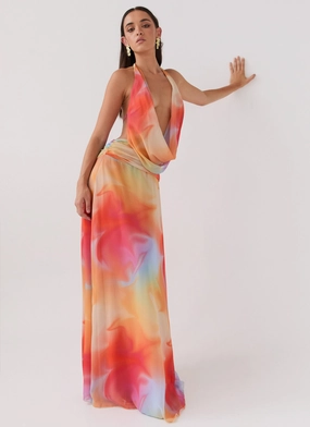 All Gender Elysia Chiffon Maxi Dress - Rainbow