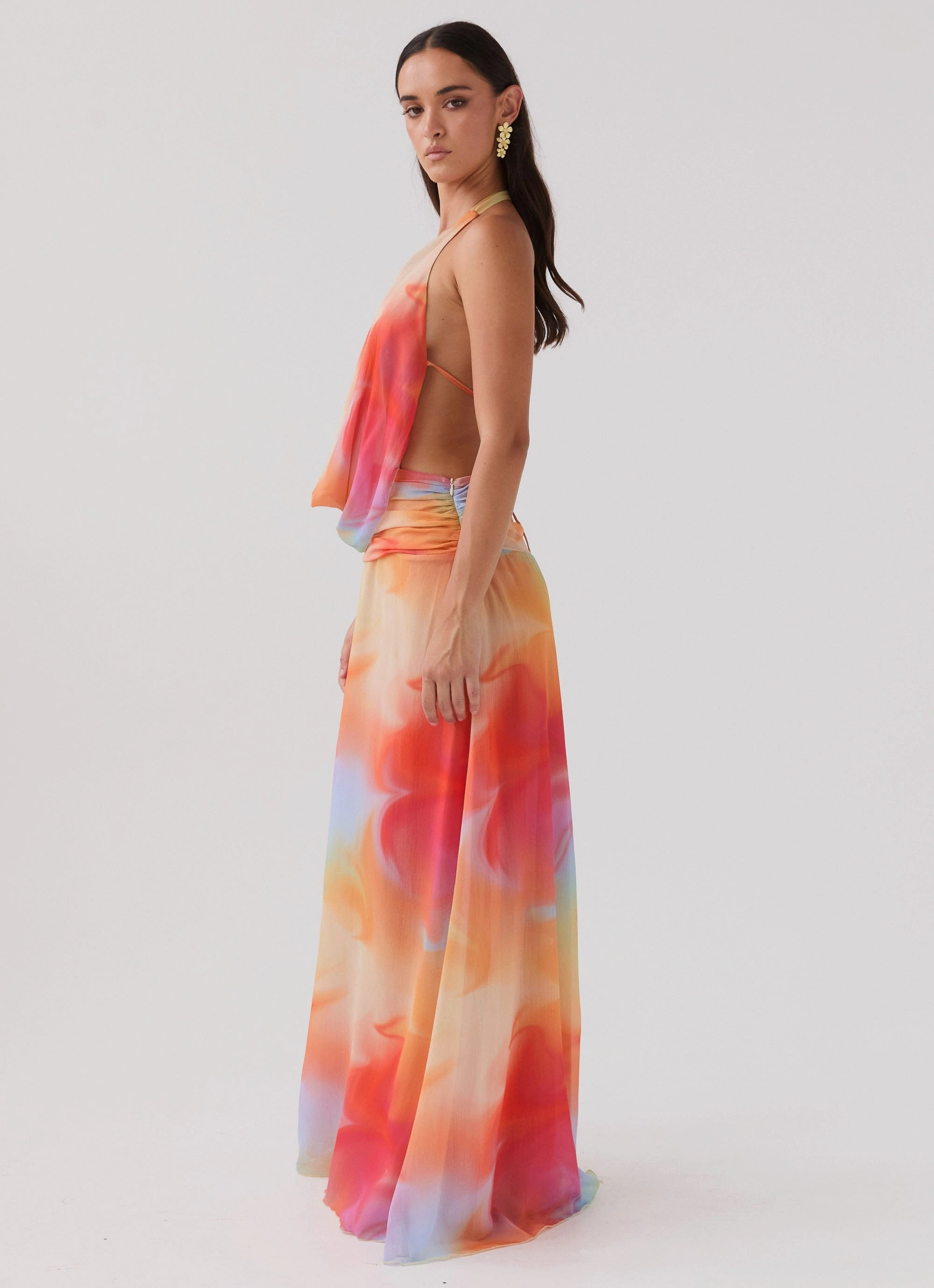 Breathable fabric Timeless Design Elysia Chiffon Maxi Dress - Rainbow
