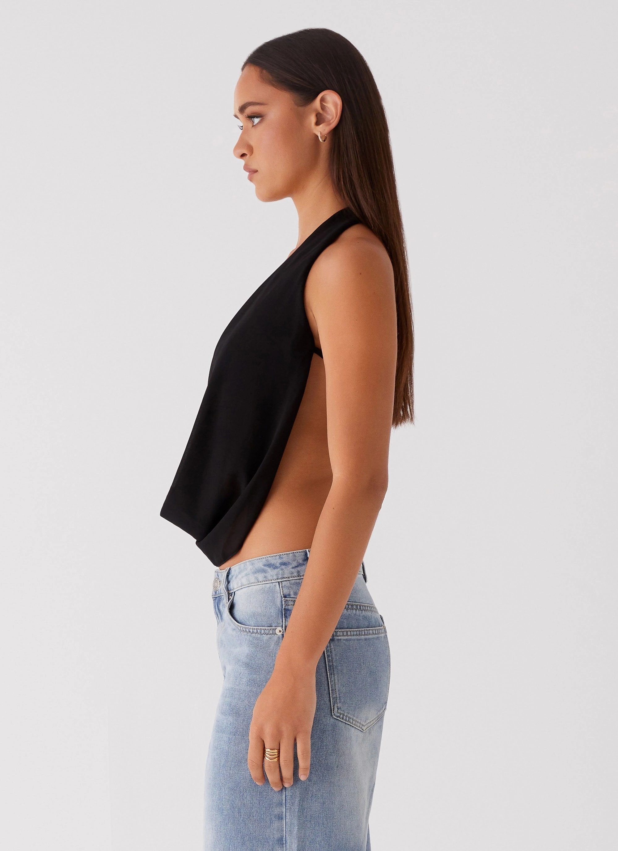 Elysia Chiffon Top - Black Biodegradable Fiber