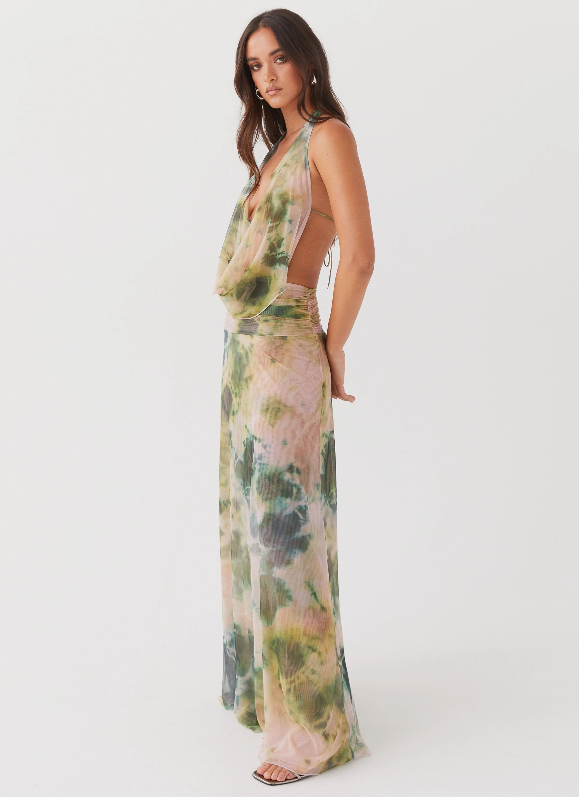 Elysia Mesh Maxi Dress - Rainforest Night wear Chill Detail