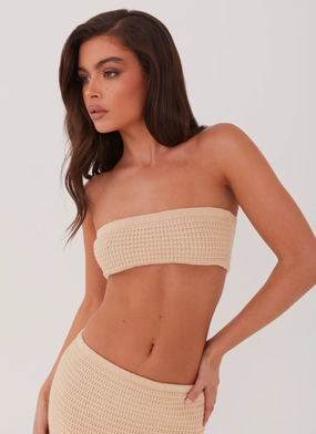 No Pinch Emaline Knit Bandeau Top - Beige